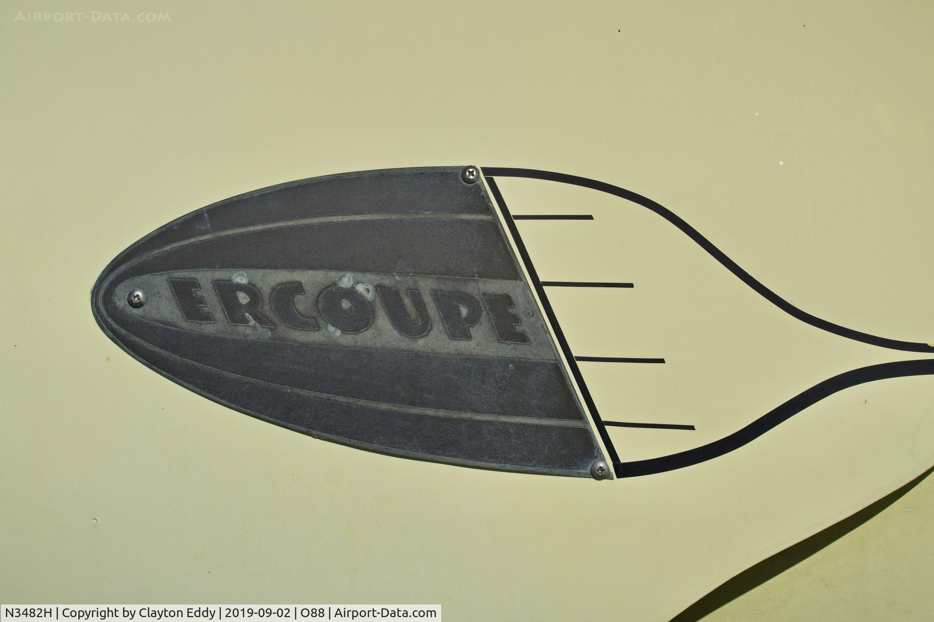 N3482H, 1948 Erco 415D Ercoupe C/N 4107, Rio Vista Airport California 2019.