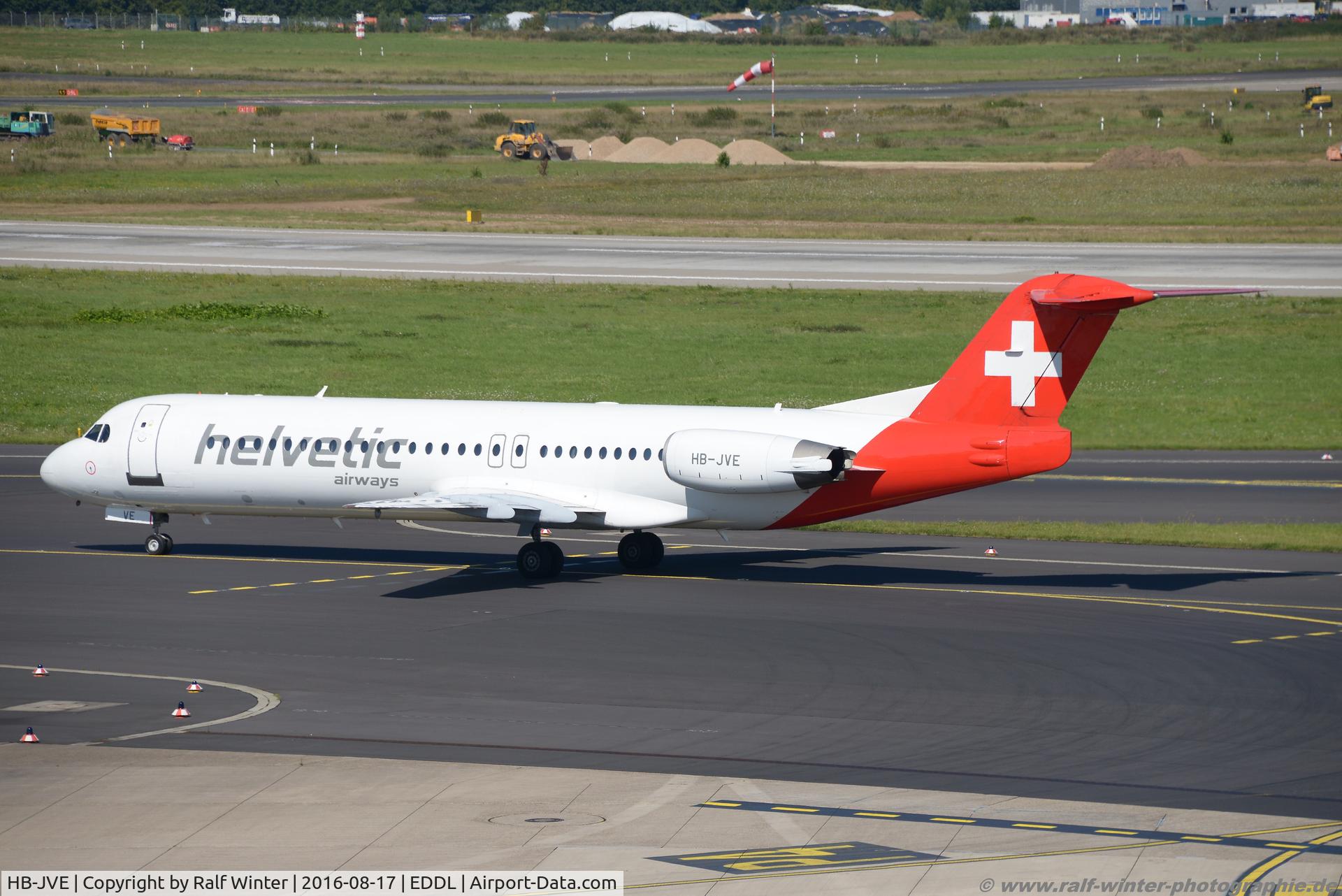 HB-JVE, 1993 Fokker 100 (F-28-0100) C/N 11459, Fokker F100 F28-0100 - 2L OAW Helvetic - 11459 - HB-JVE - 17.08.2016 - DUS