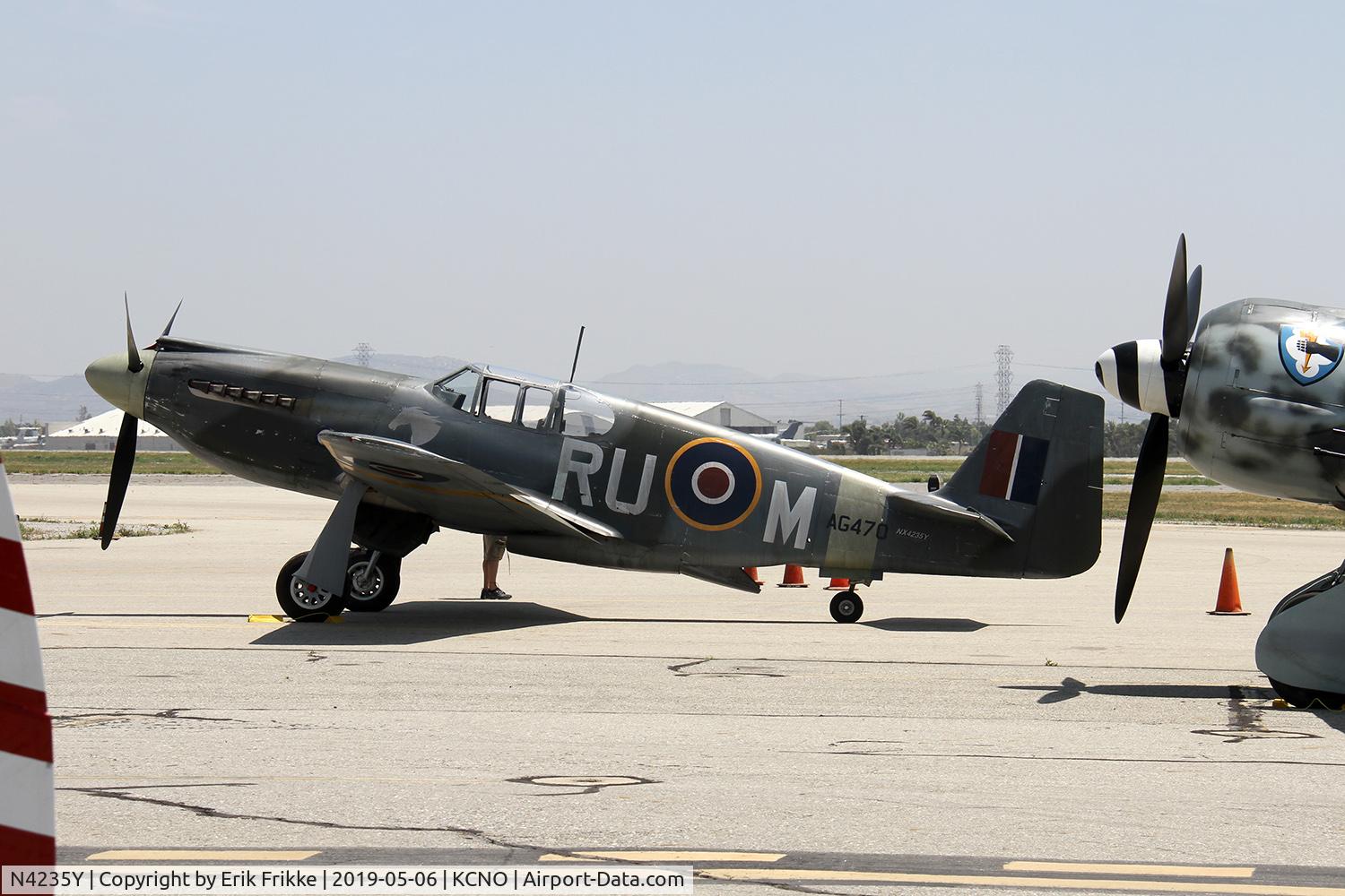 N4235Y, 1943 North American P-51A Mustang C/N MSN 99-22354, ex USAAF 43-6251. Now painted as RAF AG470 / RU-M