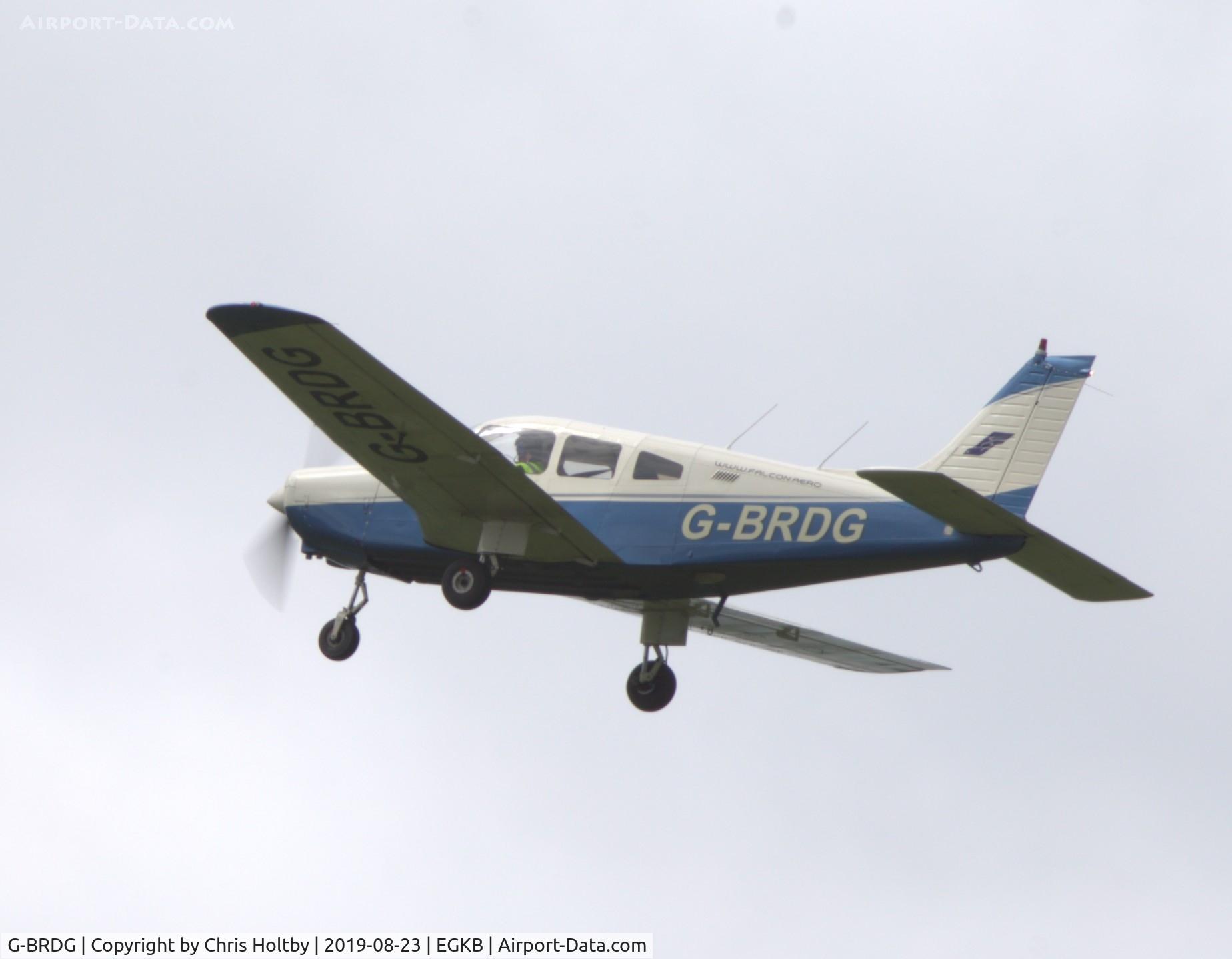 G-BRDG, 1977 Piper PA-28-161 Cherokee Warrior II C/N 28-7816047, In her new livery over Biggin Hill