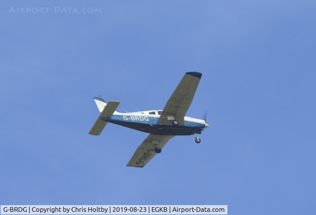 G-BRDG, 1977 Piper PA-28-161 Cherokee Warrior II C/N 28-7816047, Over Biggin Hill in fresh livery