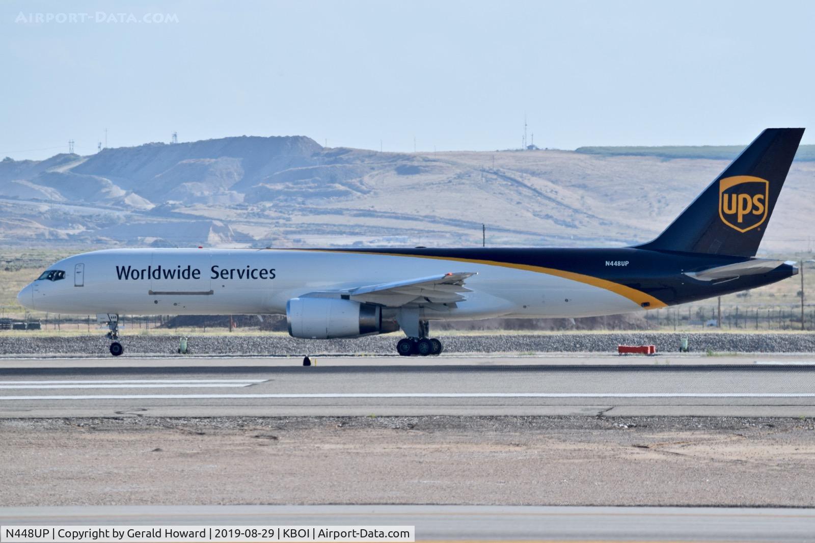 N448UP, 1995 Boeing 757-24APF C/N 27737, On Bravo awaiting take off clearance.