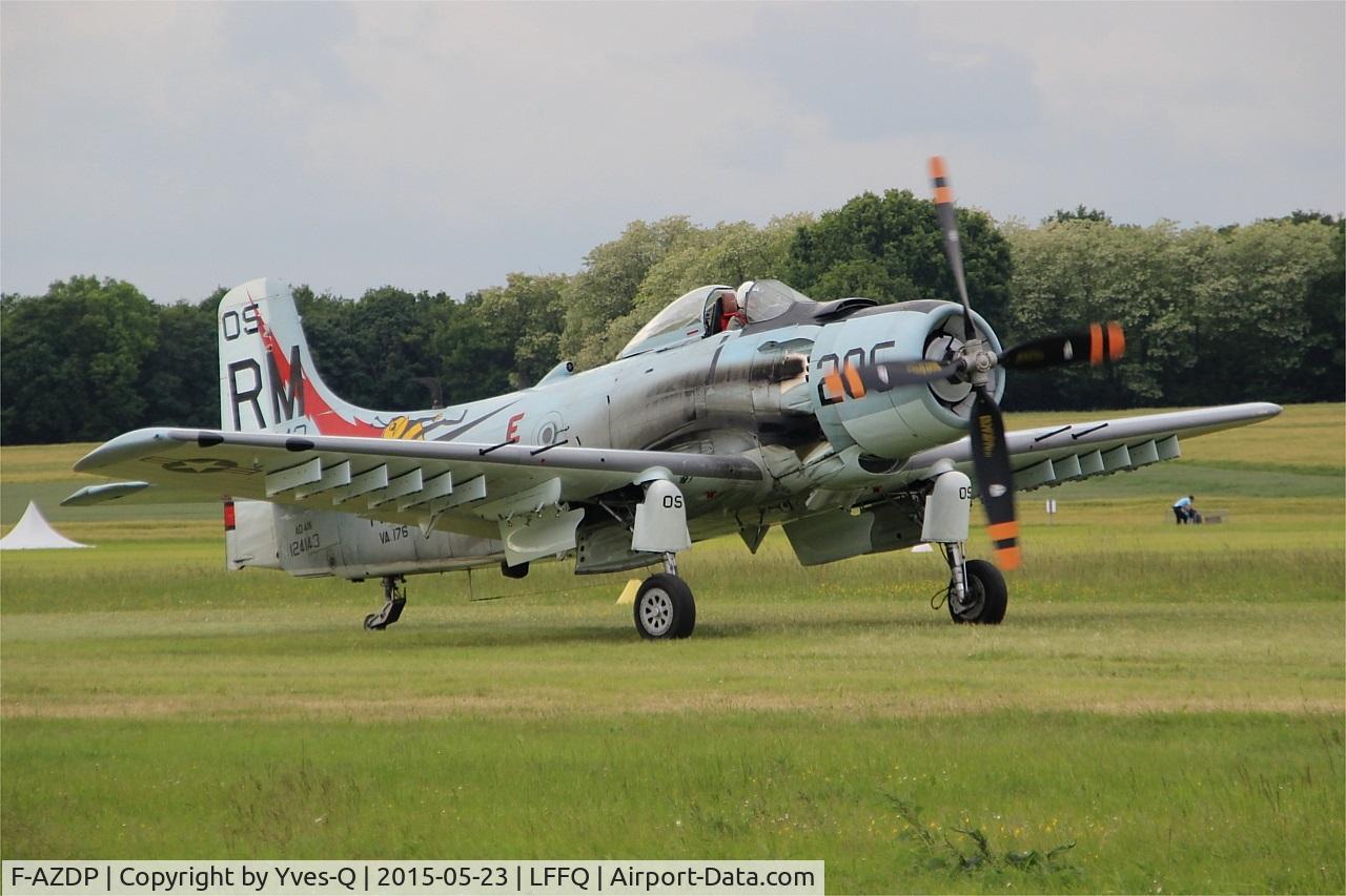 F-AZDP, Douglas AD-4N Skyraider C/N 7449, Douglas AD-4NA Skyraider, Taxiing to parking area, La Ferté-Alais airfield (LFFQ) Airshow 2015