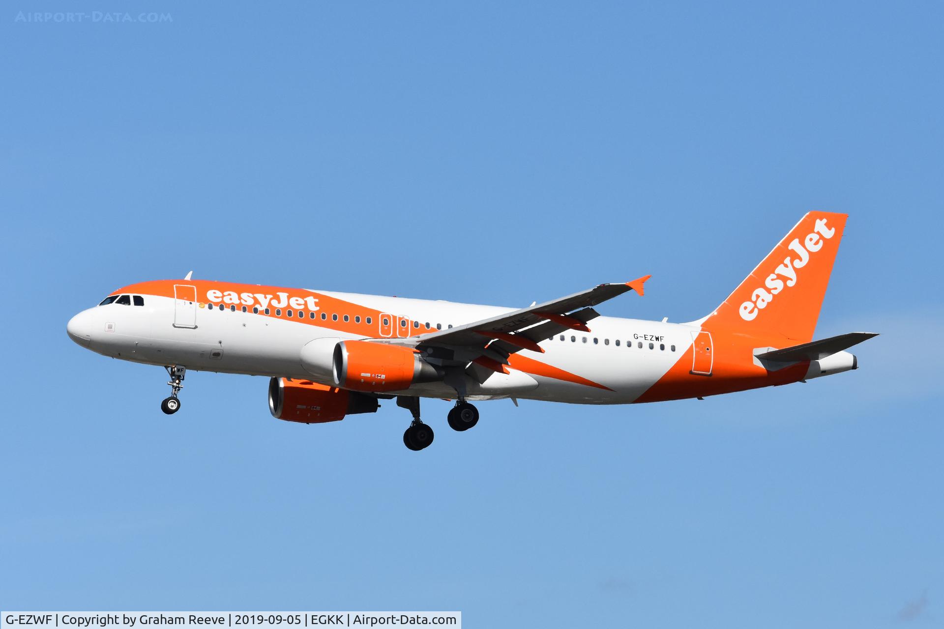 G-EZWF, 2012 Airbus A320-214 C/N 5319, Landing at Gatwick.