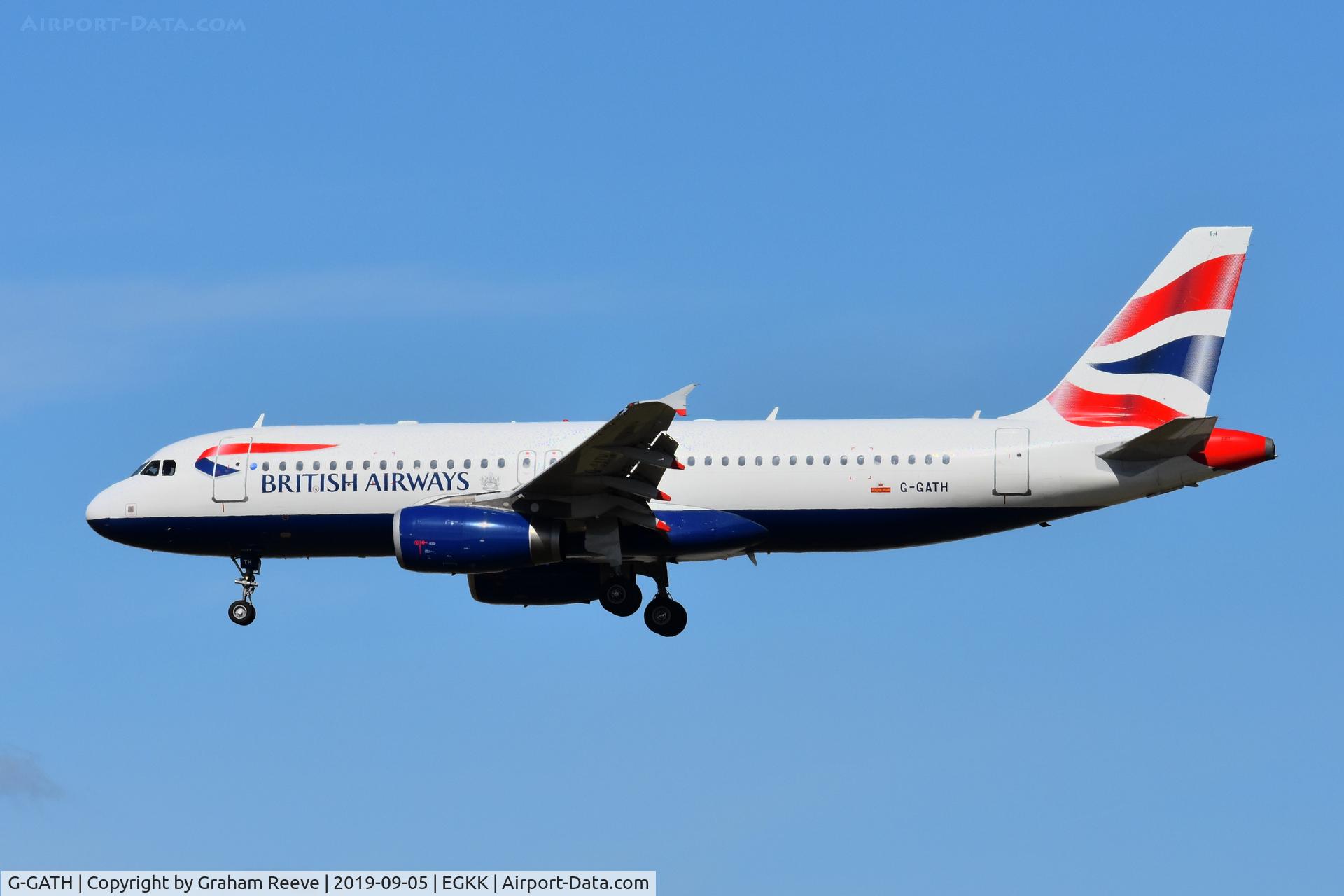 G-GATH, 2001 Airbus A320-233 C/N 1482, Landing at Gatwick.