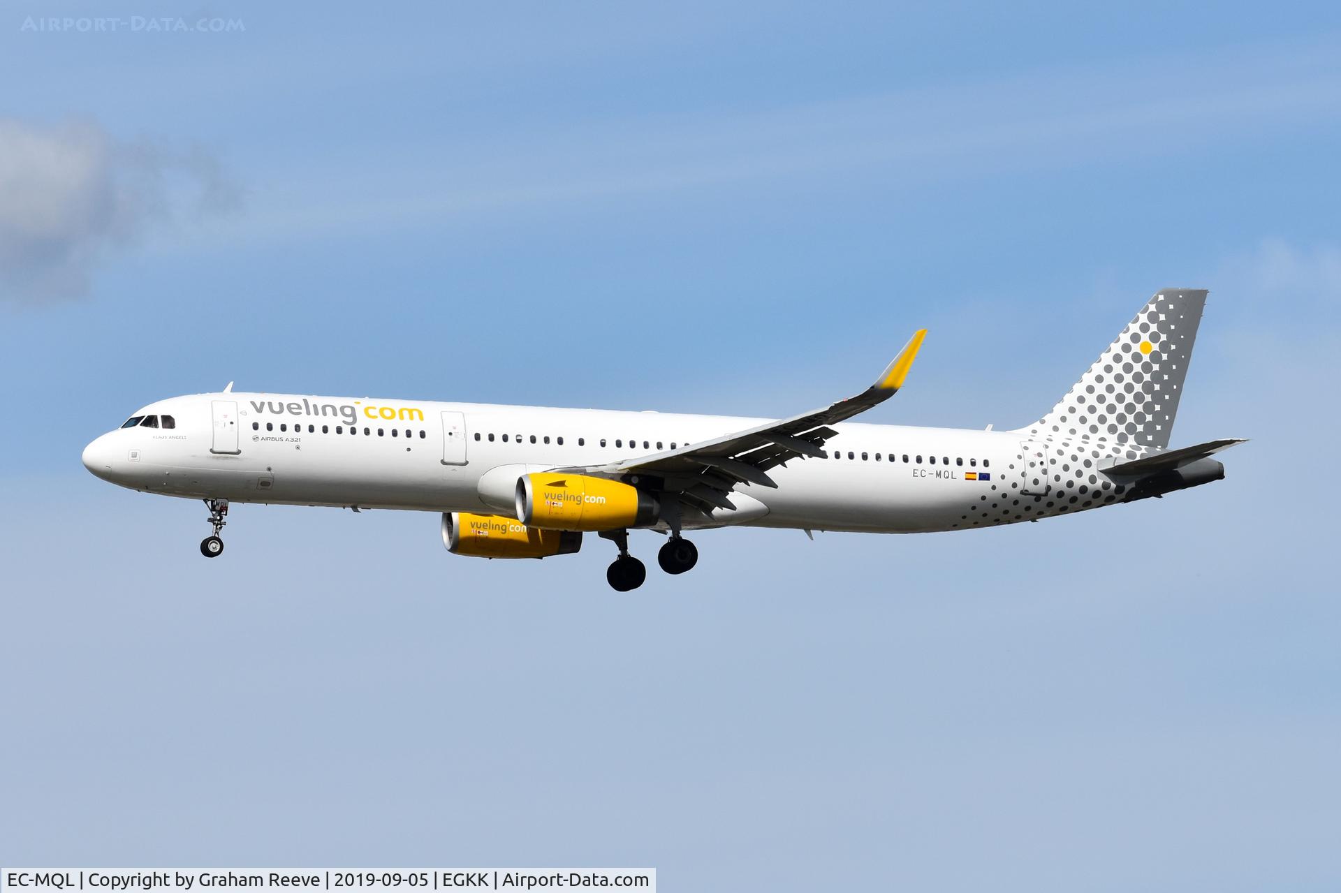 EC-MQL, 2017 Airbus A321-231 C/N 7621, Landing at Gatwick.