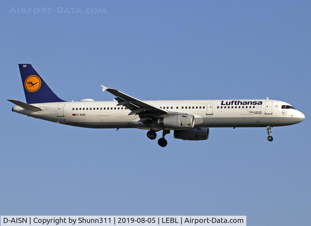 D-AISN, 2008 Airbus A321-231 C/N 3592, Landing rwy 25R... Wifi pod mounted