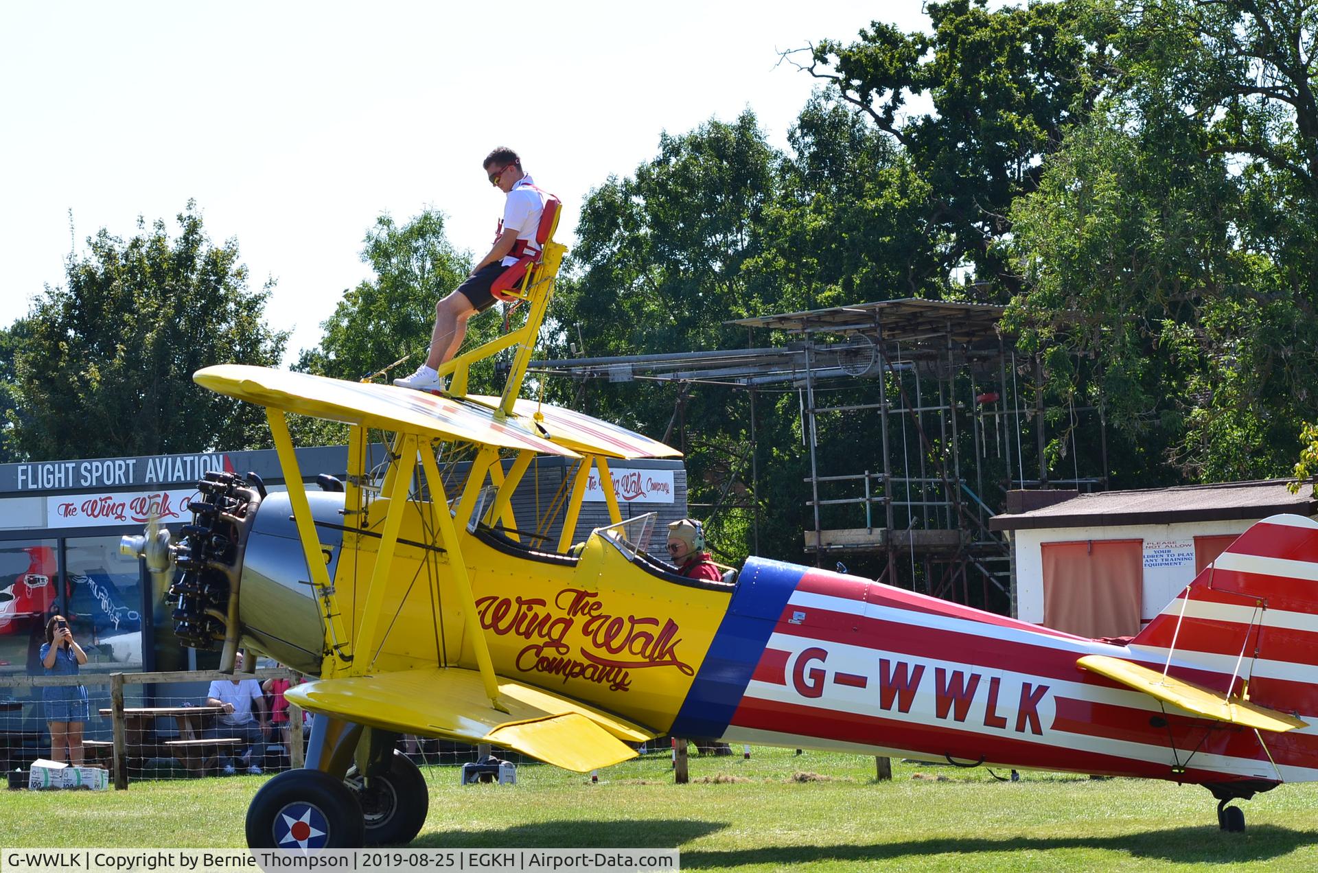 G-WWLK, 1942 Boeing A75N1 (PT17) C/N 75-7313, Boeing Stearman seen at Headcorn in Kent