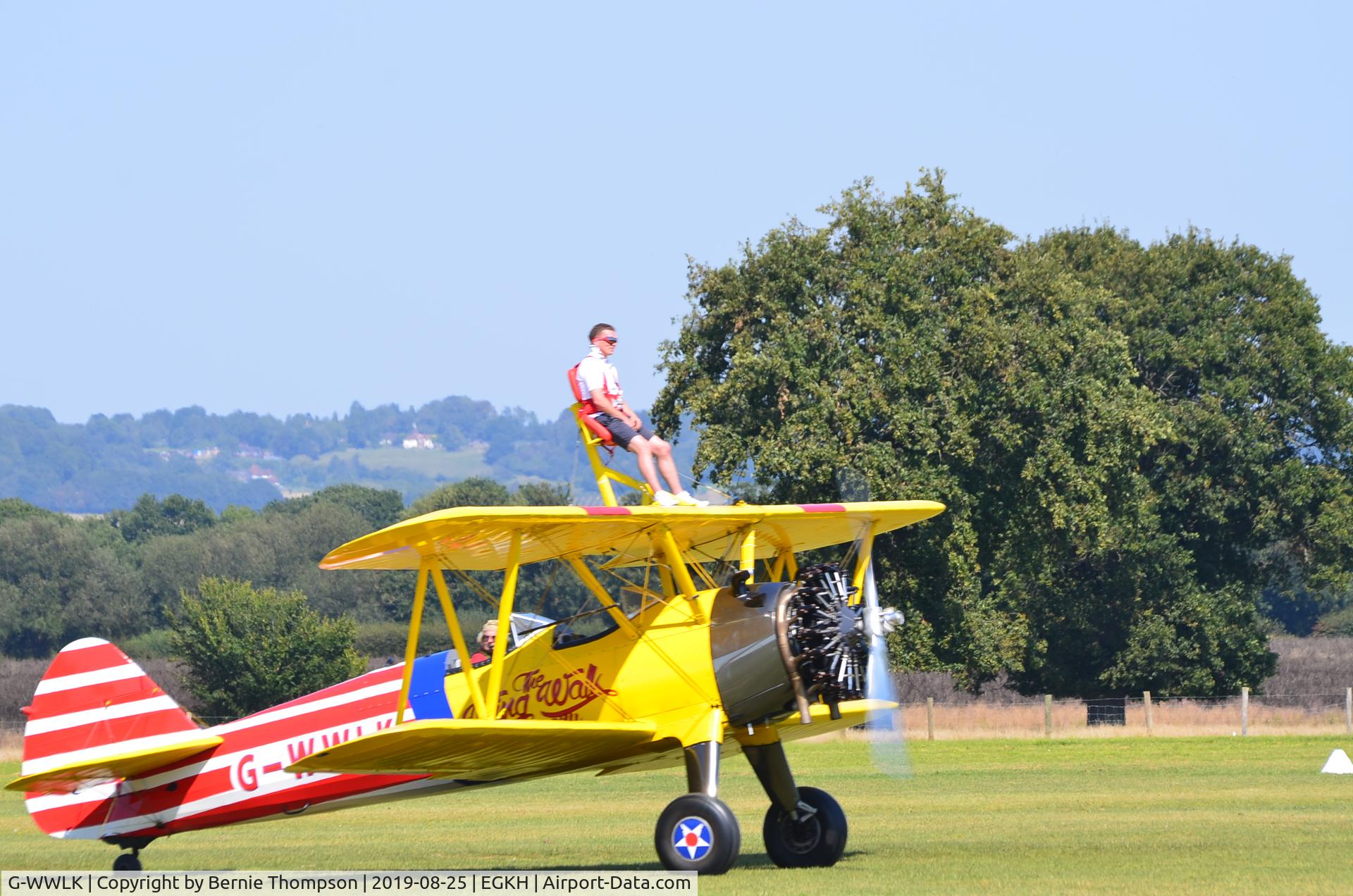 G-WWLK, 1942 Boeing A75N1 (PT17) C/N 75-7313, Boeing Stearman seen at Headcorn ,Kent