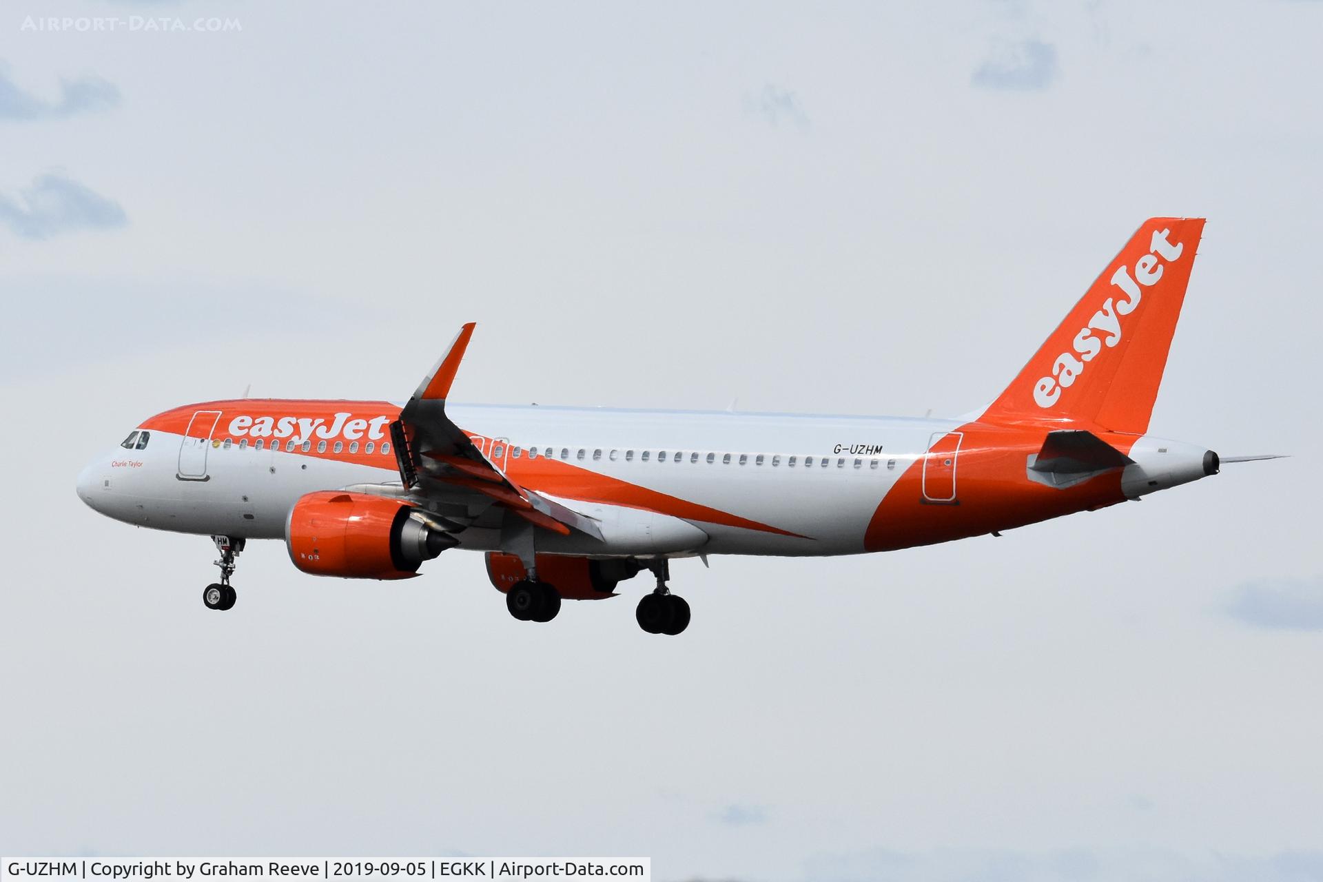 G-UZHM, 2018 Airbus A320-251N C/N 8405, Landing at Gatwick.