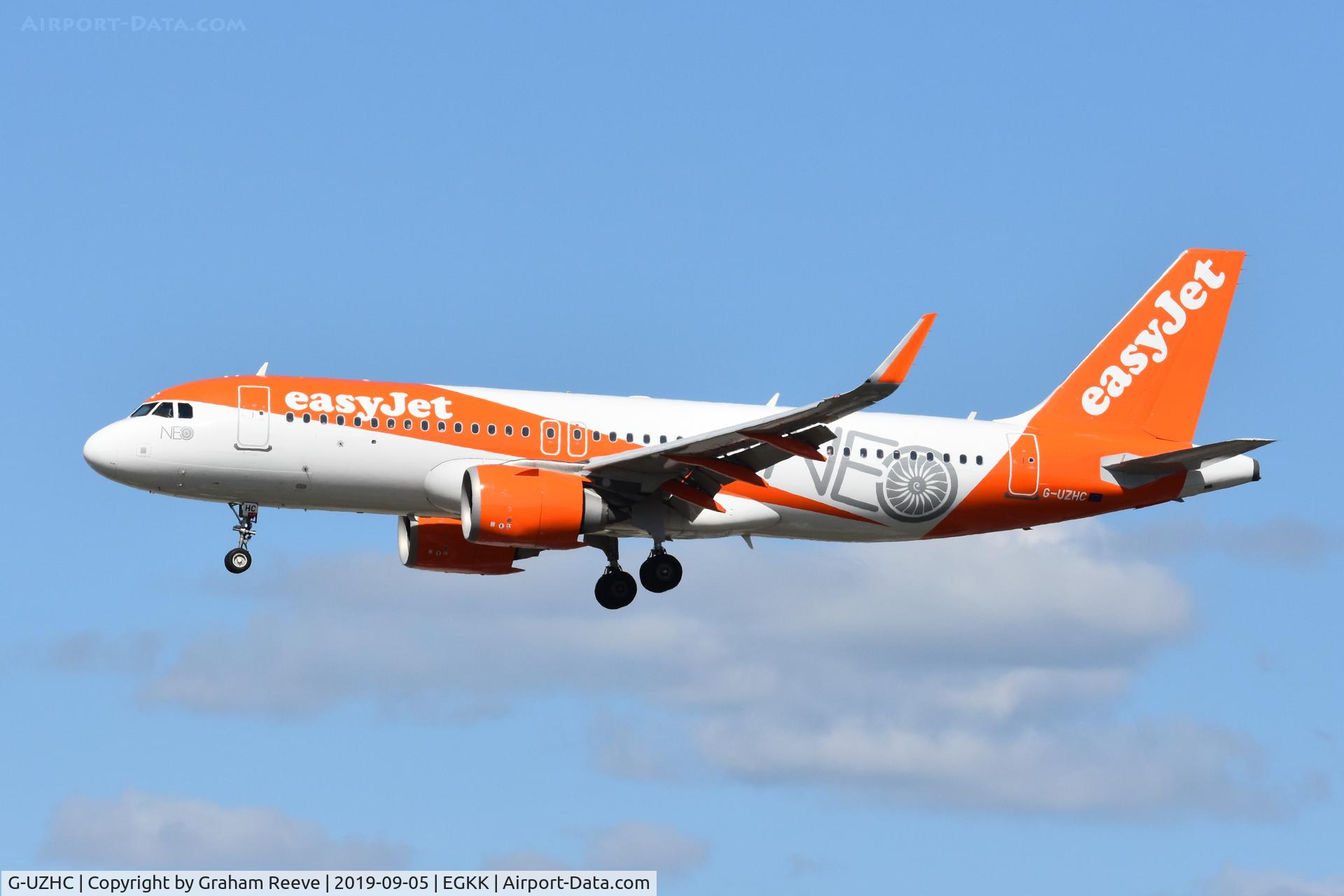 G-UZHC, 2017 Airbus A320-251NEO C/N 7802, Landing at Gatwick.