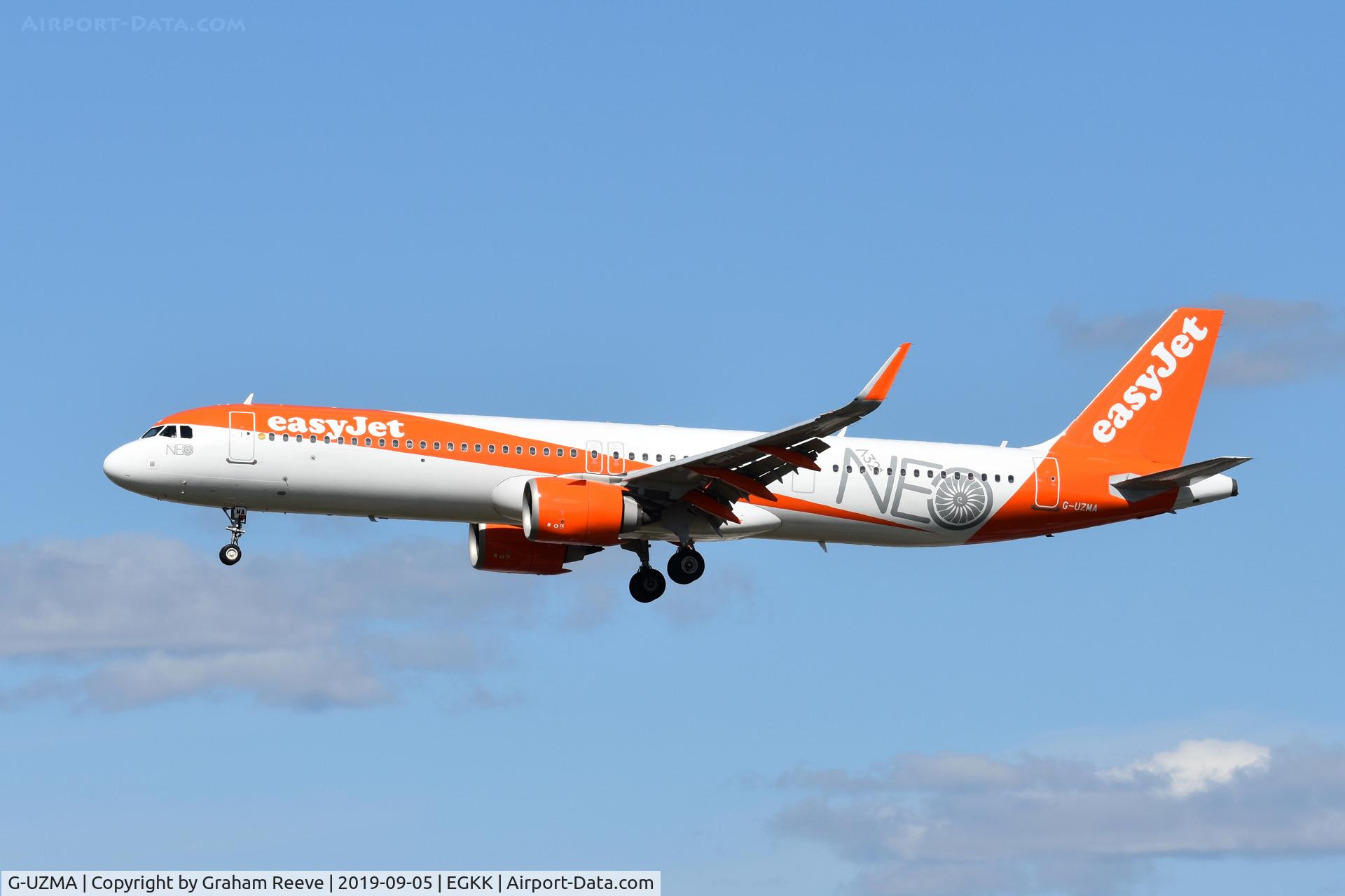 G-UZMA, 2018 Airbus A321-251NX C/N 8314, Landing at Gatwick.