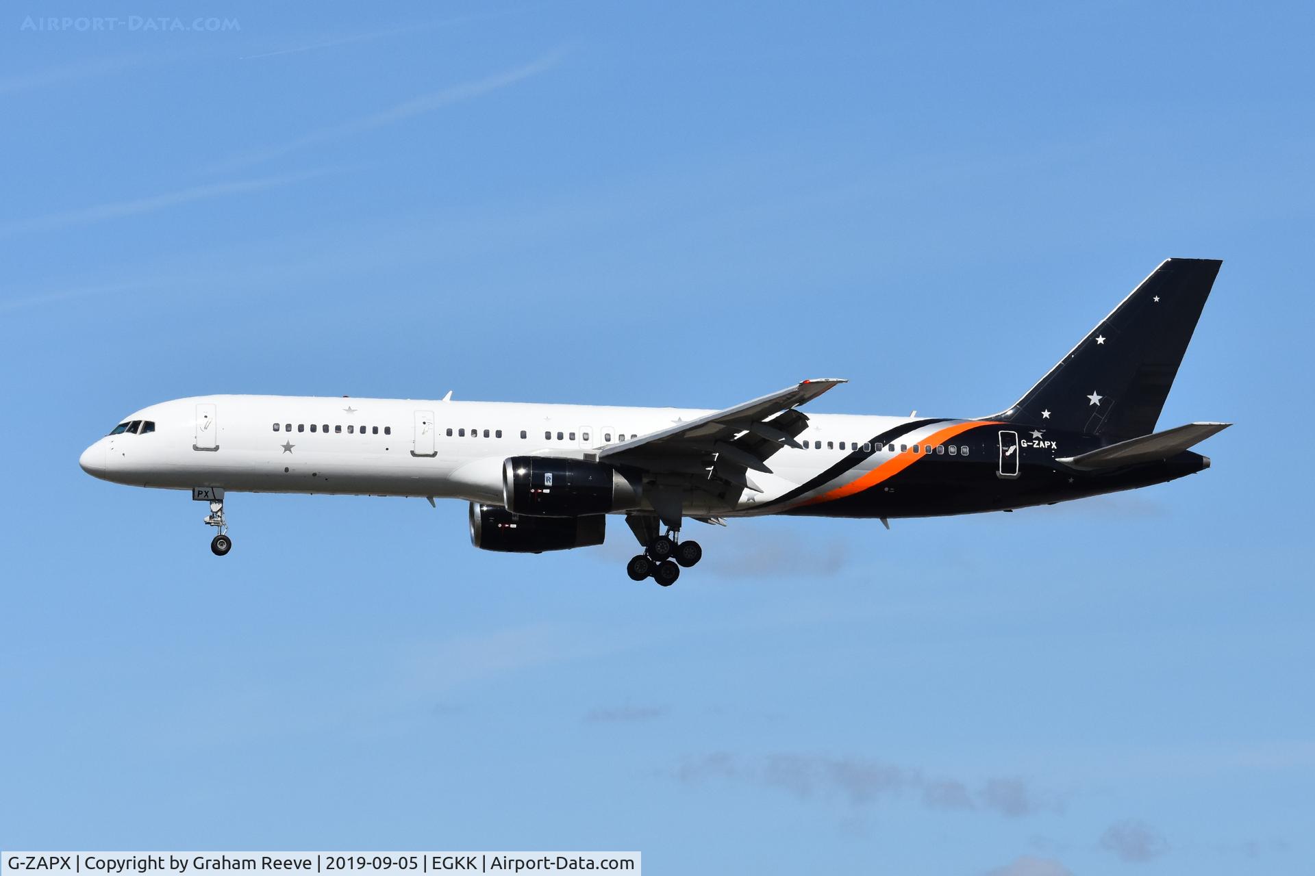 G-ZAPX, 2000 Boeing 757-256 C/N 29309, Landing at Gatwick.