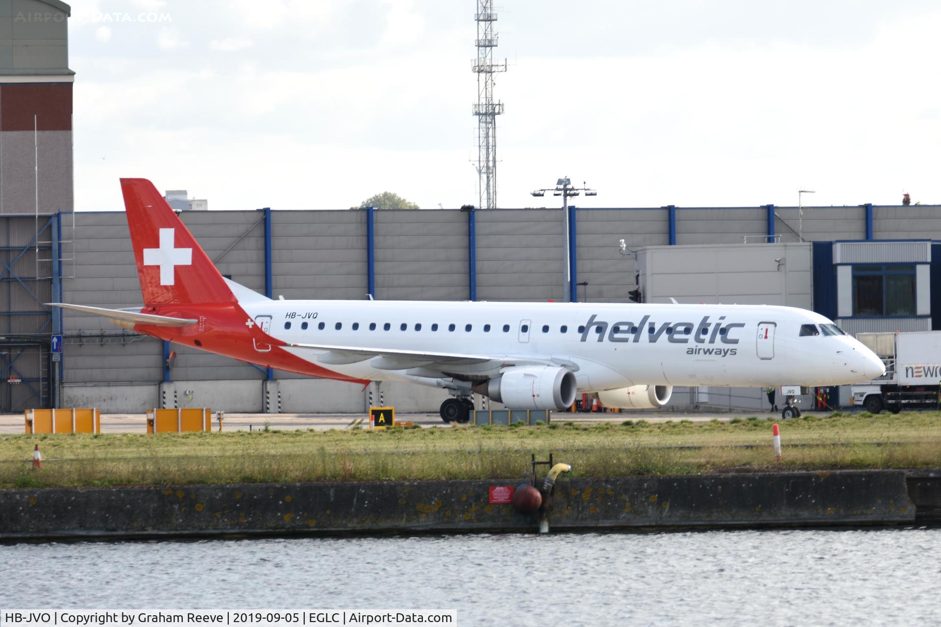 HB-JVO, 2009 Embraer 190LR (ERJ-190-100LR) C/N 19000294, Parked at London City Airport.