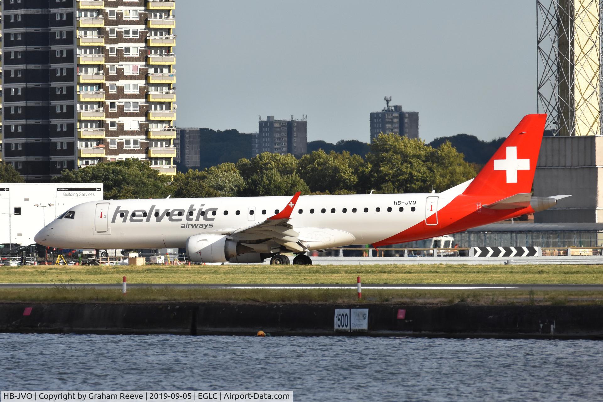 HB-JVO, 2009 Embraer 190LR (ERJ-190-100LR) C/N 19000294, Departing from London City Airport.