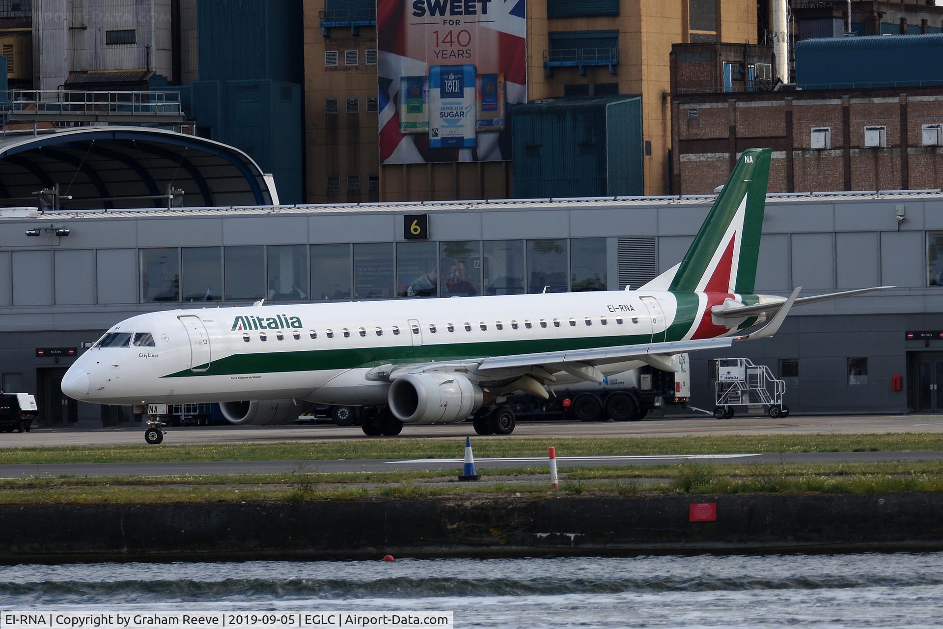 EI-RNA, 2011 Embraer 190LR (ERJ-190-100LR) C/N 19000470, Departing from London City Airport.