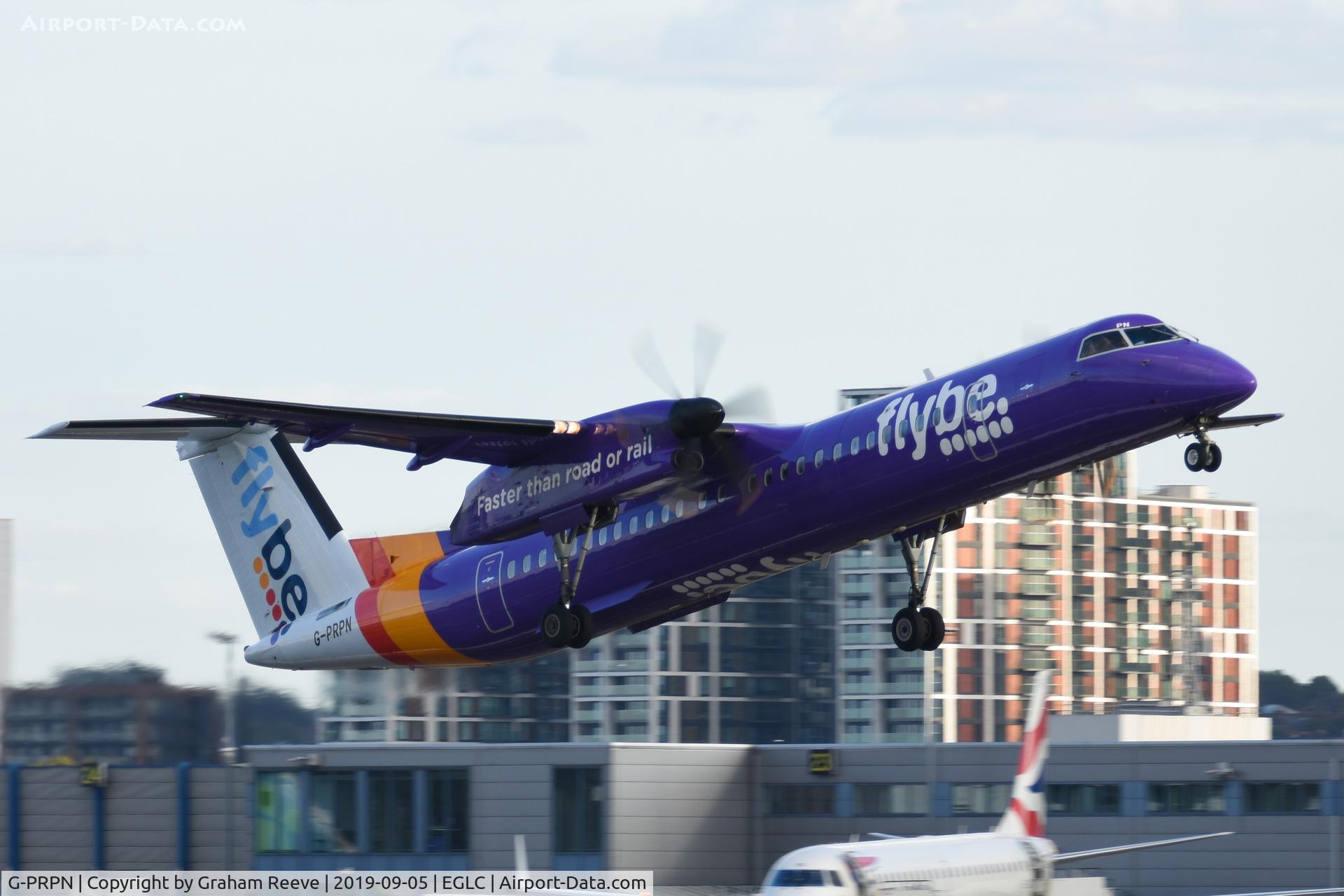 G-PRPN, 2008 Bombardier DHC-8-402 Dash 8 C/N 4213, Departing from London City Airport.