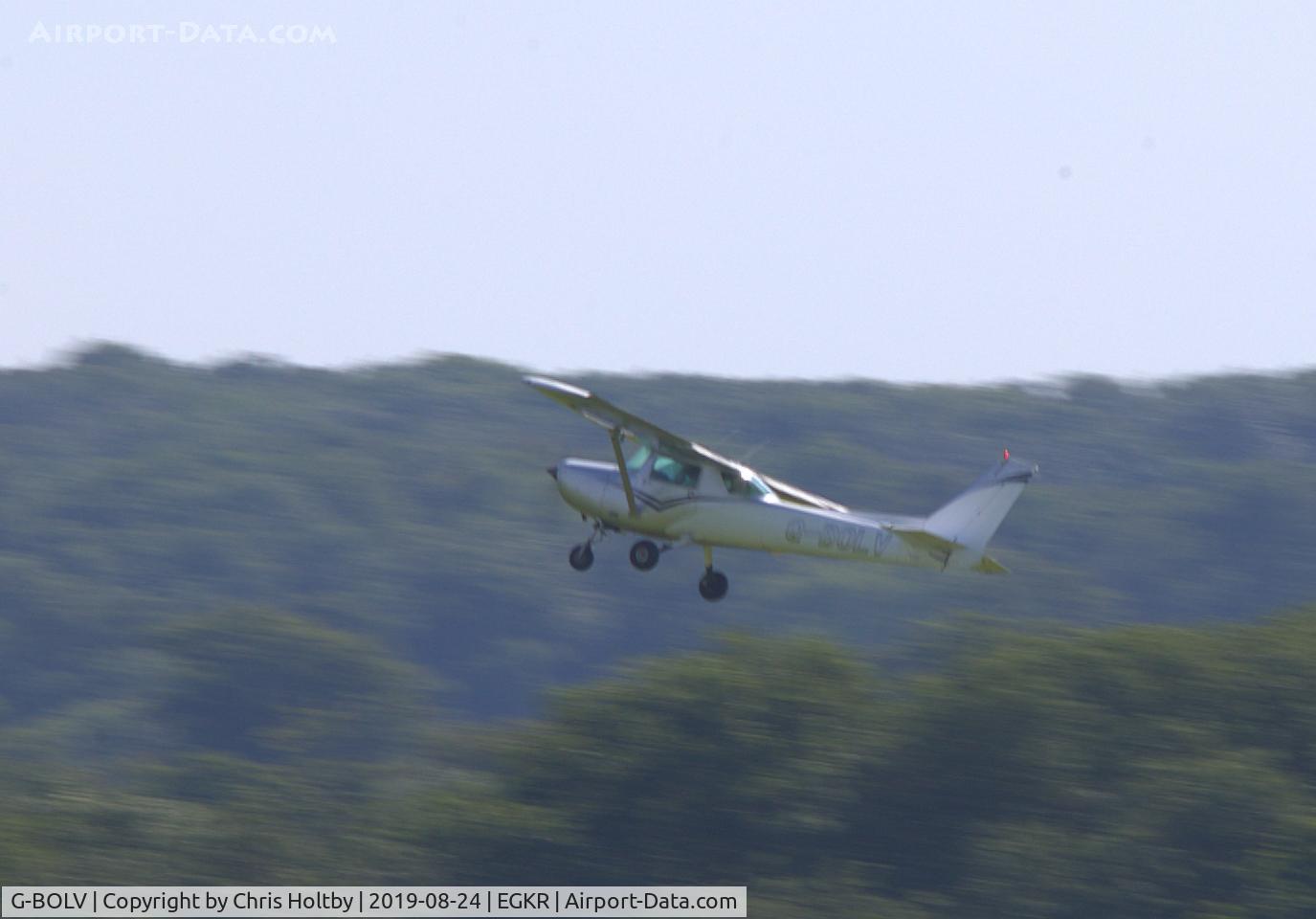 G-BOLV, 1977 Cessna 152 C/N 152-80492, Taking off (in one piece now) at Redhill