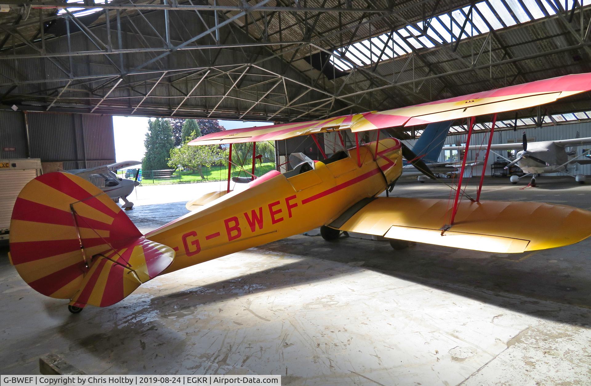 G-BWEF, 1946 Stampe-Vertongen SV-4C C/N 208, 1932 Stampe hangared at Redhill and available to view via the route to the toilets through the cafe.
