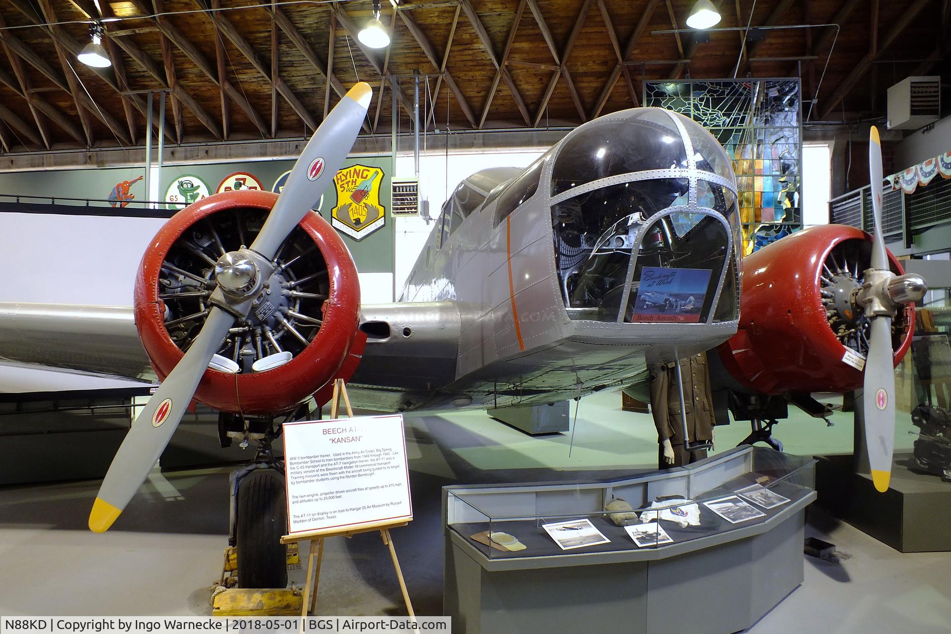 N88KD, 1944 Beech AT-11 Kansan C/N 929, Beechcraft AT-11 Kansan at the Hangar 25 Air Museum, Big Spring McMahon-Wrinkle Airport, Big Spring TX