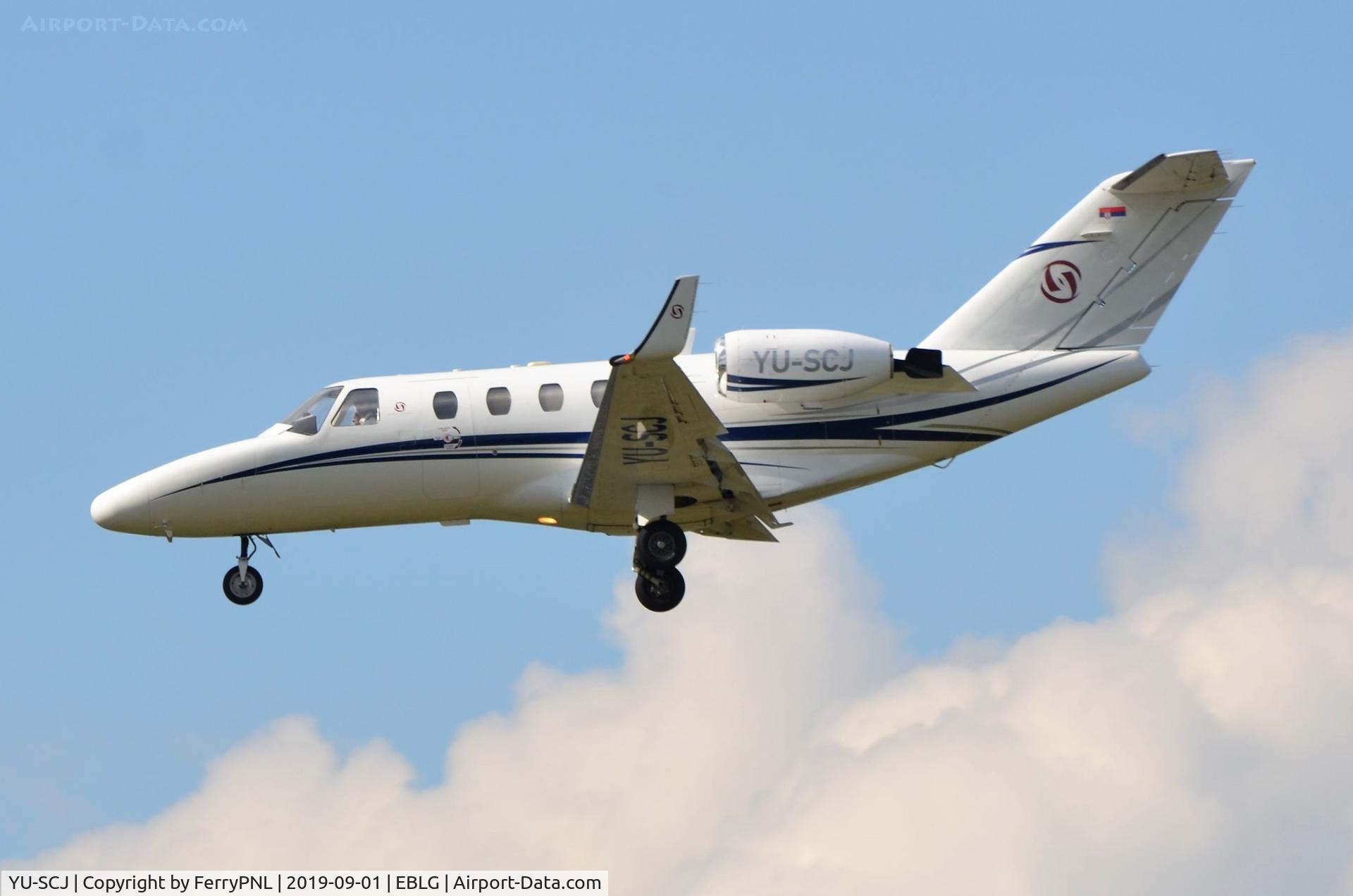 YU-SCJ, 1996 Cessna 525 CitationJet C/N 525-0143, Prince Aviation Ce525 landing