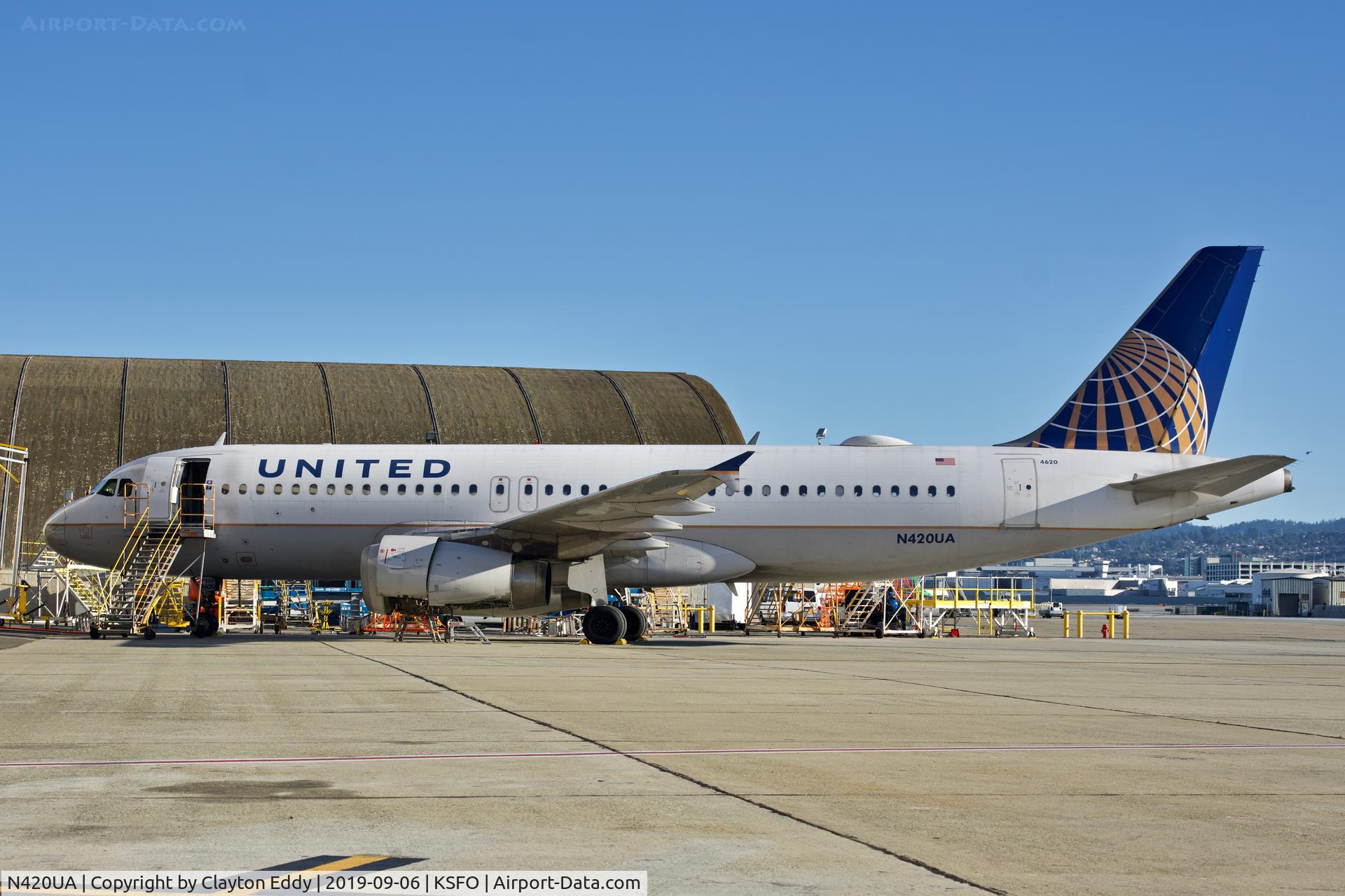 N420UA, 1994 Airbus A320-232 C/N 489, SFO 2019.