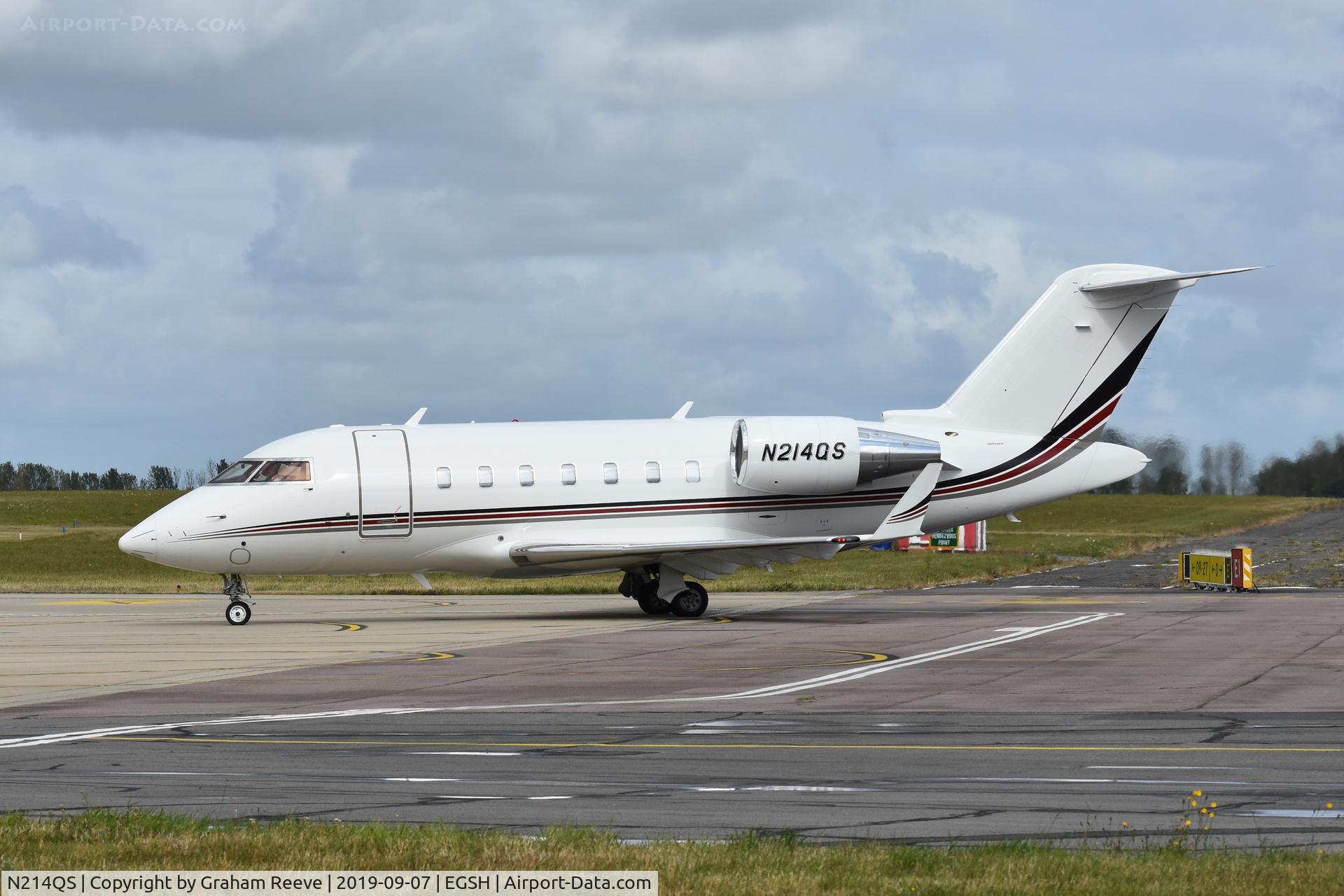N214QS, 2016 Bombardier Challenger 650 (CL-600-2B16) C/N 6072, Just landed at Norwich.