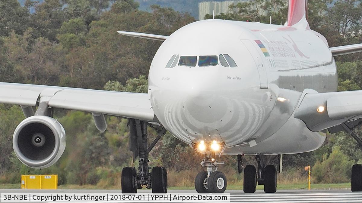 3B-NBE, 1999 Airbus A340-313 C/N 268, Airbus A340-343 Air Mauritius 3B-NBE. Departing on Rwy 03 YPPH 010718.
