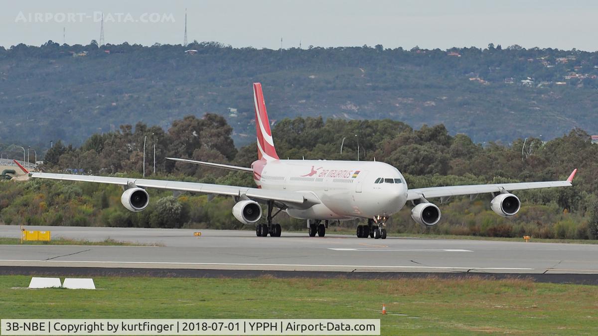 3B-NBE, 1999 Airbus A340-313 C/N 268, Airbus A340-343 Air Mauritius 3B-NBE cleared for Rwy 03 YPPH 010718.