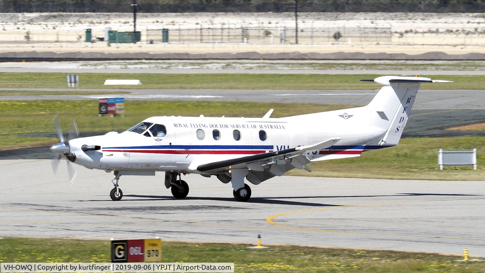 VH-OWQ, 2008 Pilatus PC-12/47E C/N 1052, Pilatus PC-24/47E. RFDSWA VH-OWQ arrival runway 06L YPJT 060919.