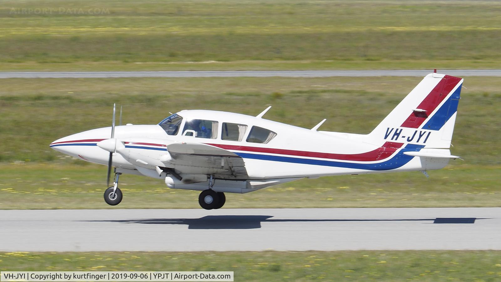 VH-JYI, 1977 Piper PA-23-250 Aztec C/N 27-7754031, Piper PA-23-250. VH-JYI departed runway 06L YPJT 060919.