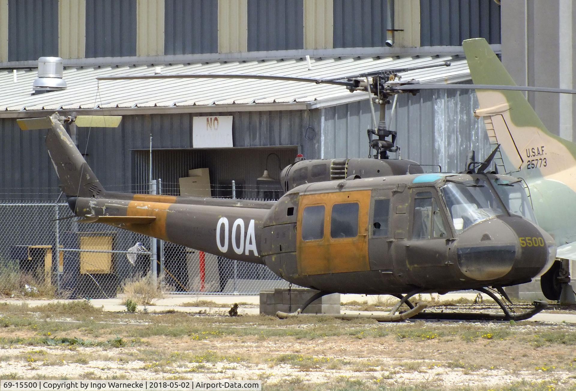 69-15500, 1969 Bell UH-1H Iroquois C/N 11788, Bell UH-1H Iroquois outside the Midland Army Air Field Museum, Midland TX