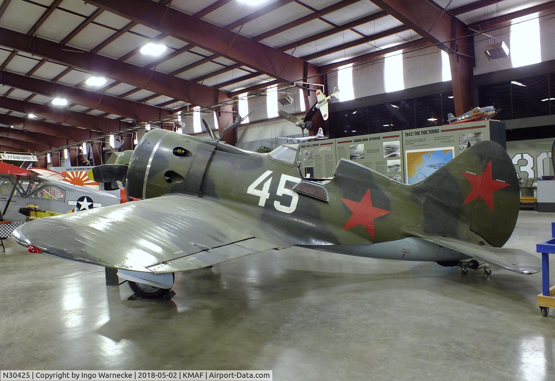 N30425, 1939 Polikarpov I-16 Type 24 C/N 2421645, Polikarpov I-16 Type 24 at the Midland Army Air Field Museum, Midland TX