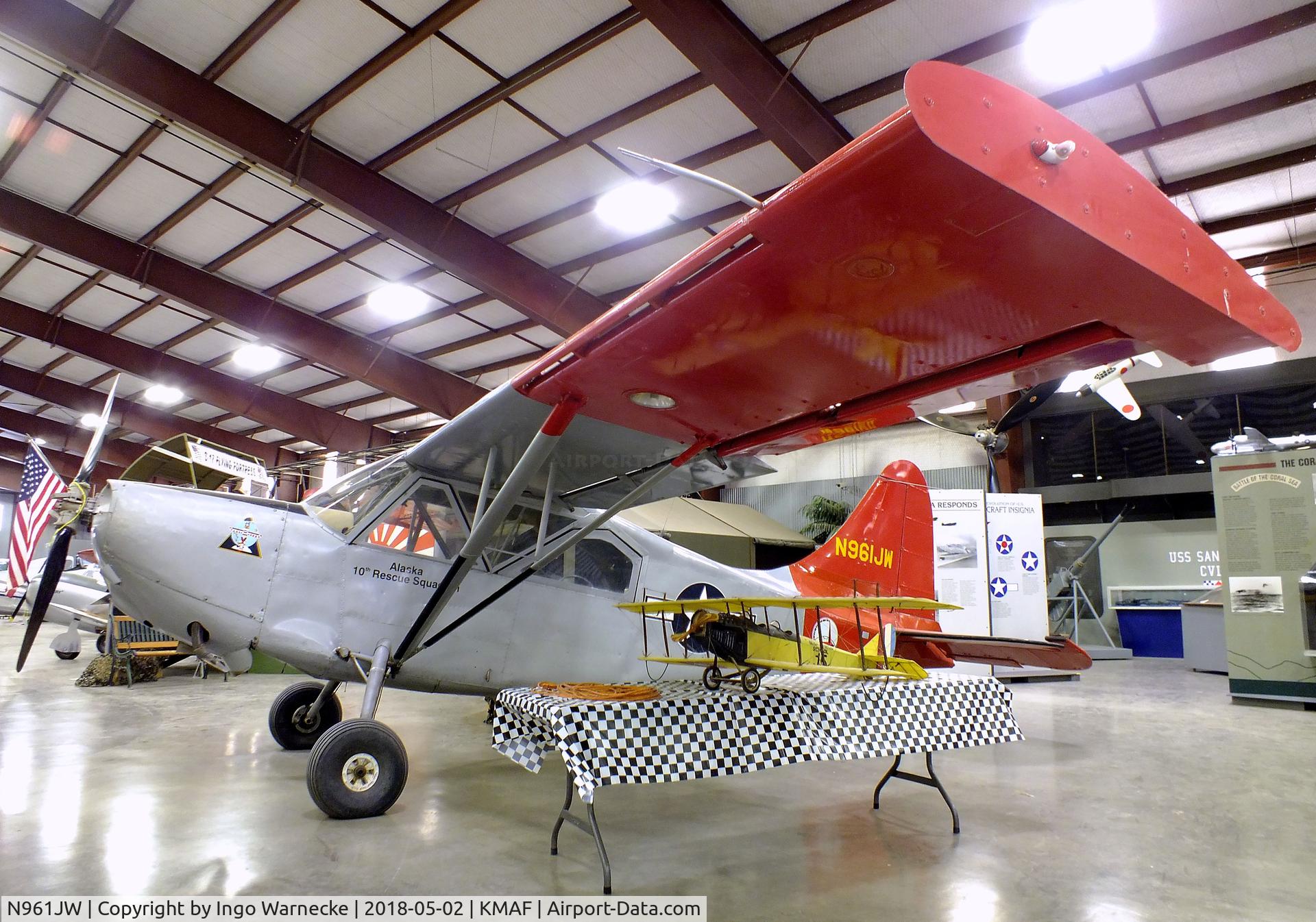 N961JW, 1986 Stinson L-5G Sentinel C/N 44-88001, Stinson (Wilbur) L-5G Sentinel at the Midland Army Air Field Museum, Midland TX