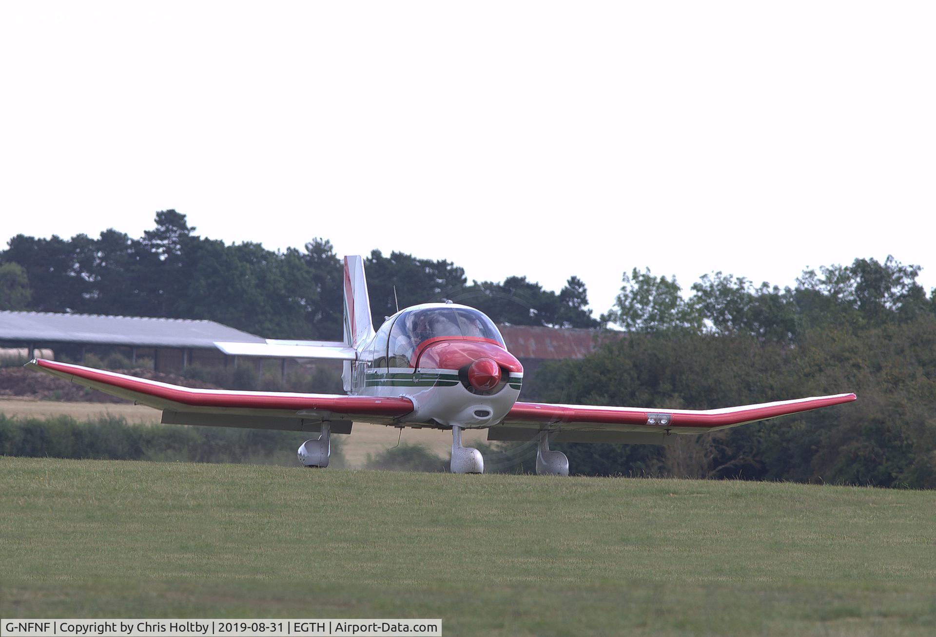 G-NFNF, 1991 Robin DR-400-180 Regent Regent C/N 2047, Robin Regent arriving at Old Warden