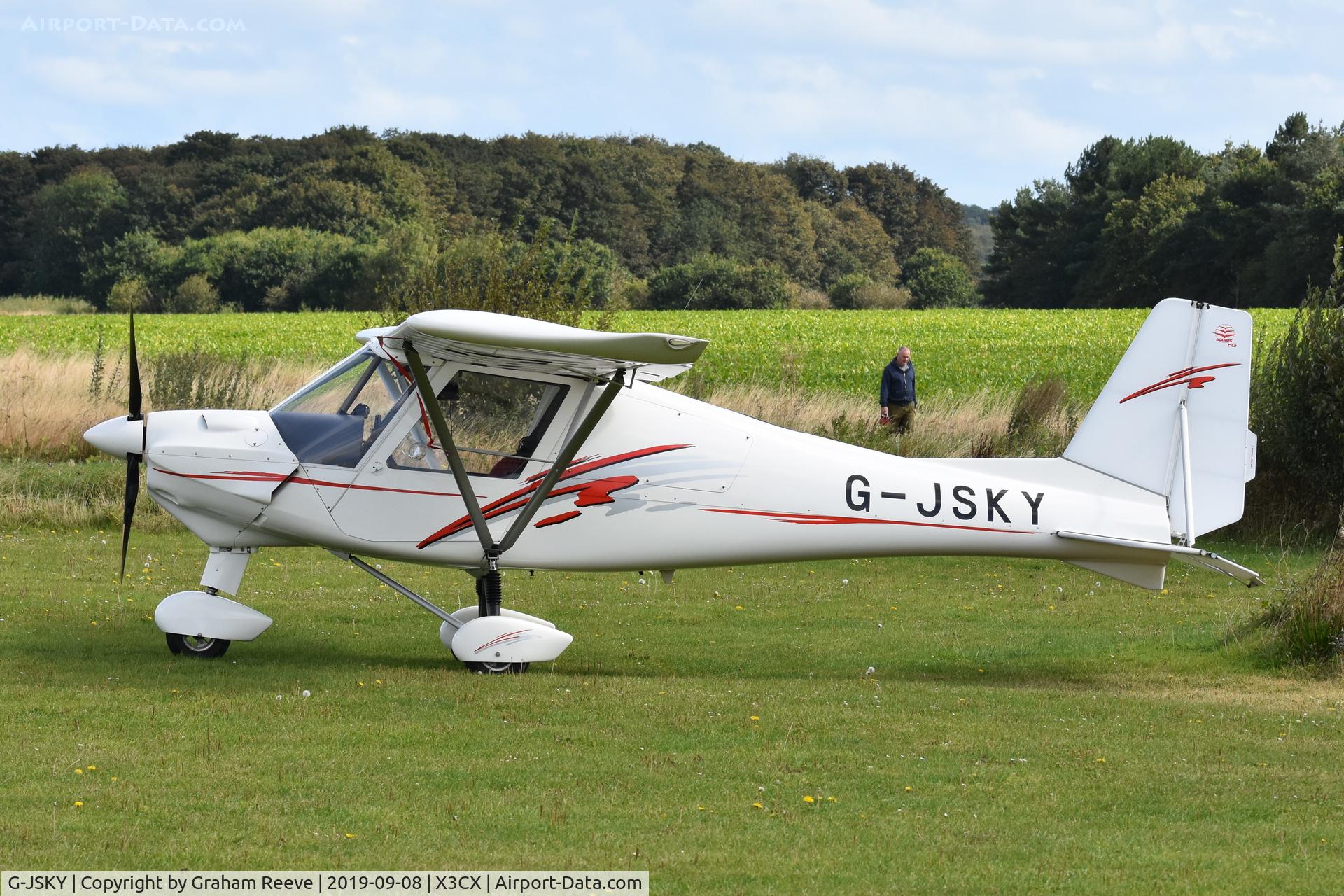 G-JSKY, 2013 Comco Ikarus C42 FB80 Bravo C/N 1308-7272, Parked at Northrepps.