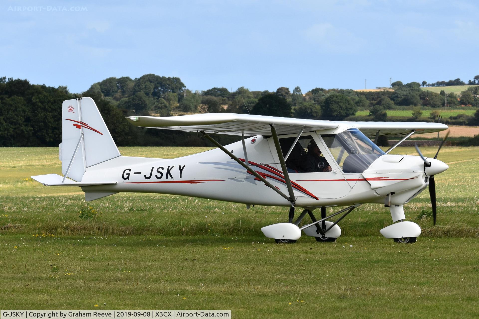 G-JSKY, 2013 Comco Ikarus C42 FB80 Bravo C/N 1308-7272, Just landed at Northrepps.