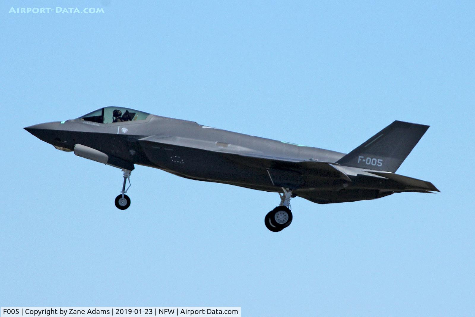 F005, Lockheed Martin F-35A Lightning II C/N AN-05, Dutch F-35A landing at NAS Fort Worth