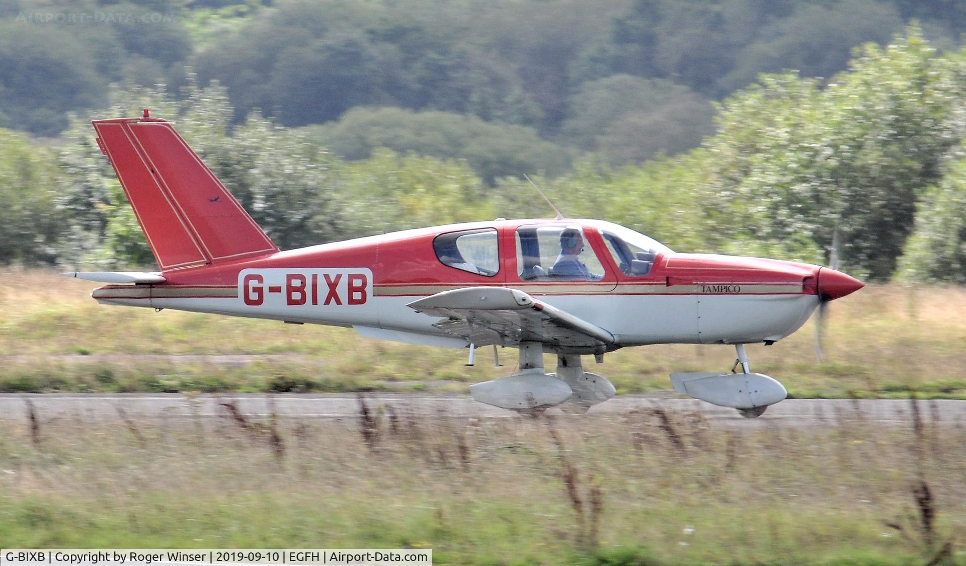 G-BIXB, 1981 Socata TB-9 Tampico C/N 208, Visiting Tampico departing Runway 28.