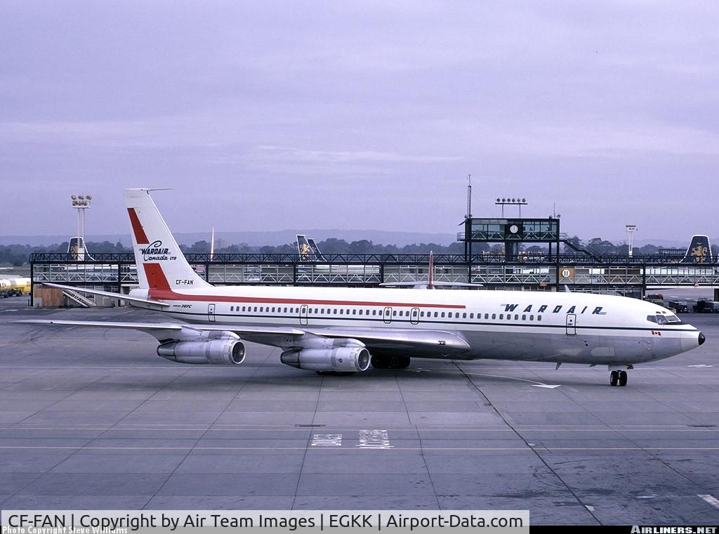 CF-FAN, 1968 Boeing 707-311C C/N 19789, At Gatwick in 1969