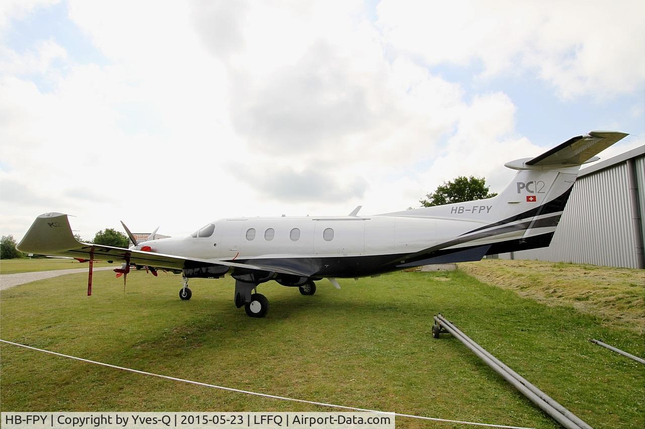 HB-FPY, 2005 Pilatus PC-12/47 C/N 685, Pilatus PC-12, Park area, La Ferté-Alais Airfield (LFFQ) Air Show 2015
