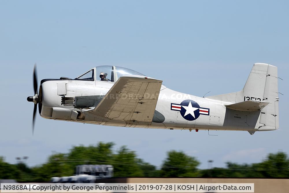 N9868A, 1951 North American T-28D Trojan C/N 174-51 (51-3513), Departing from runway 27.