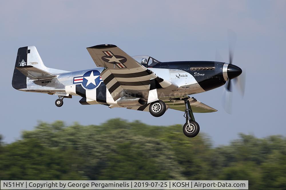 N51HY, 1944 North American P-51D Mustang C/N 124-48192, Landing on runway 18R.