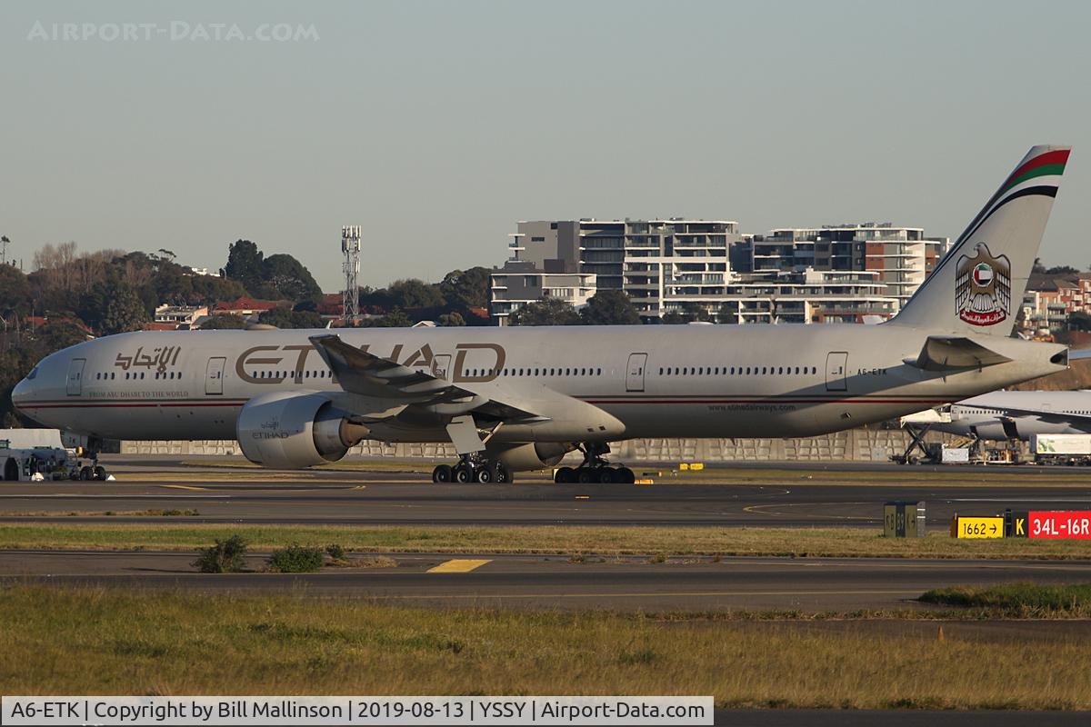 A6-ETK, 2012 Boeing 777-3FX/ER C/N 39686, under tow to a hard stand