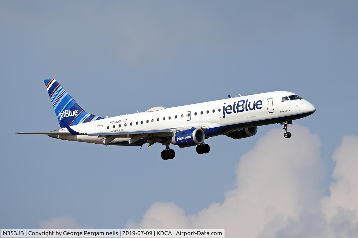 N353JB, 2012 Embraer 190AR (ERJ-190-100IGW) C/N 19000576, Turning final for runway 19