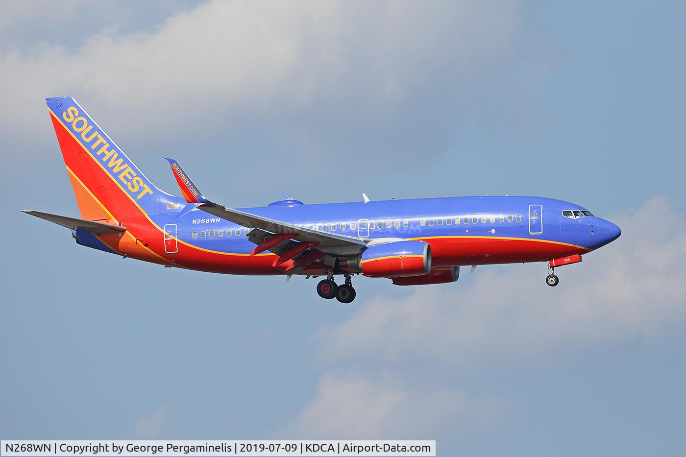 N268WN, 2007 Boeing 737-7H4 C/N 32524, Turning final for runway 19