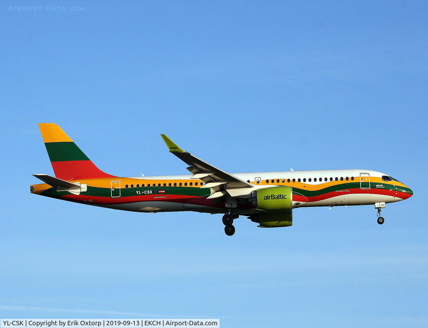 YL-CSK, 2018 Airbus A220-300 C/N 55039, YL-CSK landing rw 22L