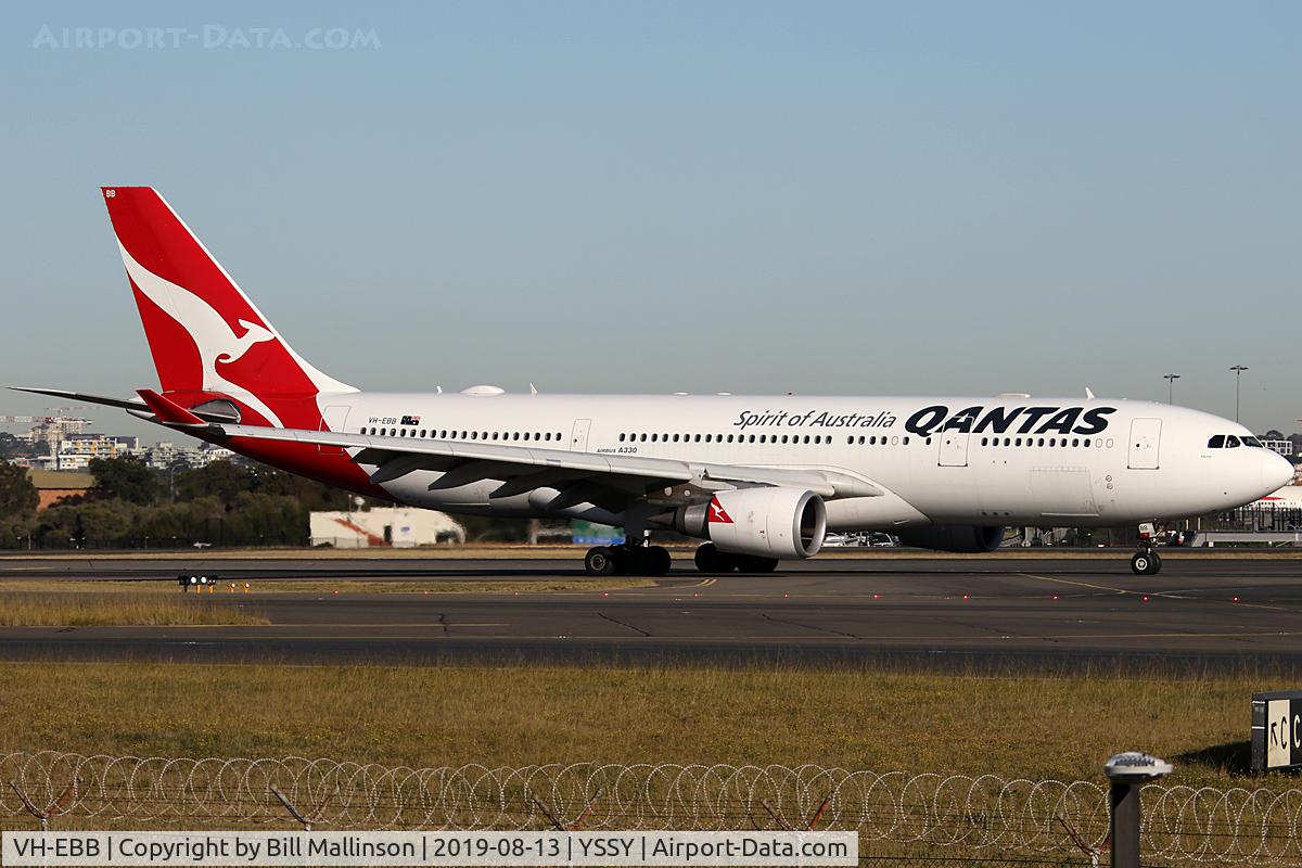VH-EBB, 2002 Airbus A330-201 C/N 0522, taxiing from 3-4L