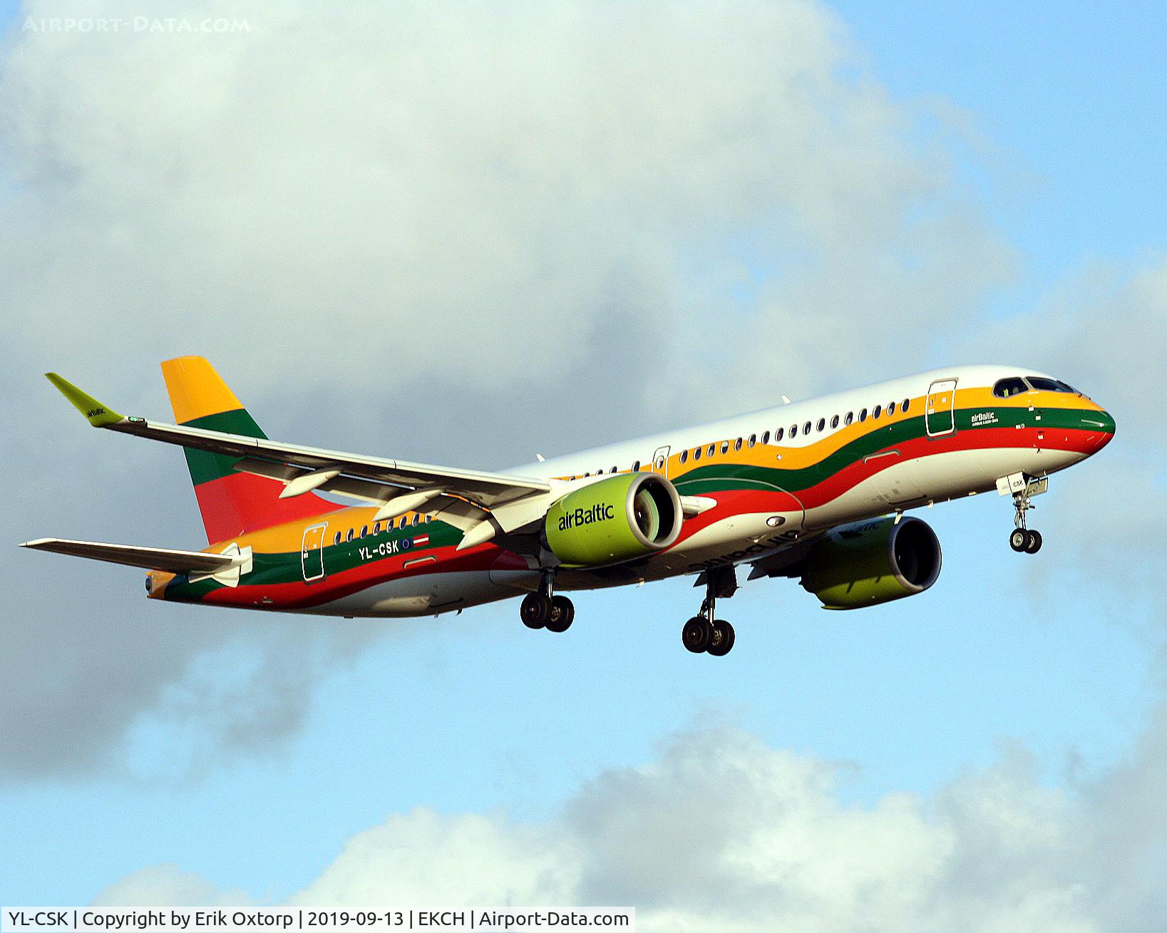 YL-CSK, 2018 Airbus A220-300 C/N 55039, YL-CSK landing rw 22L