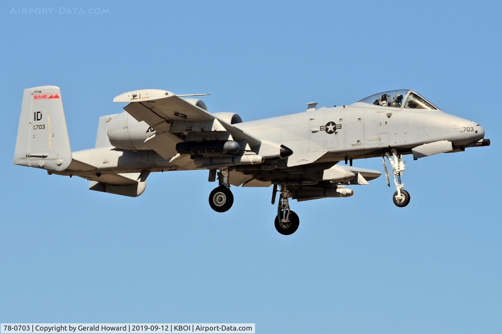 78-0703, 1978 Fairchild Republic A-10C Thunderbolt II C/N A10-0323, Landing RWY 10R.  190th Fighter Sq., 124 Fighter Wing, Idaho ANG.